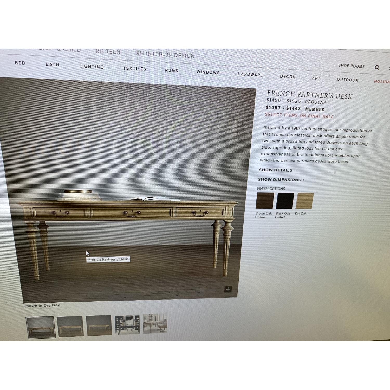 Restoration Hardware French Partner's Desk - image-2