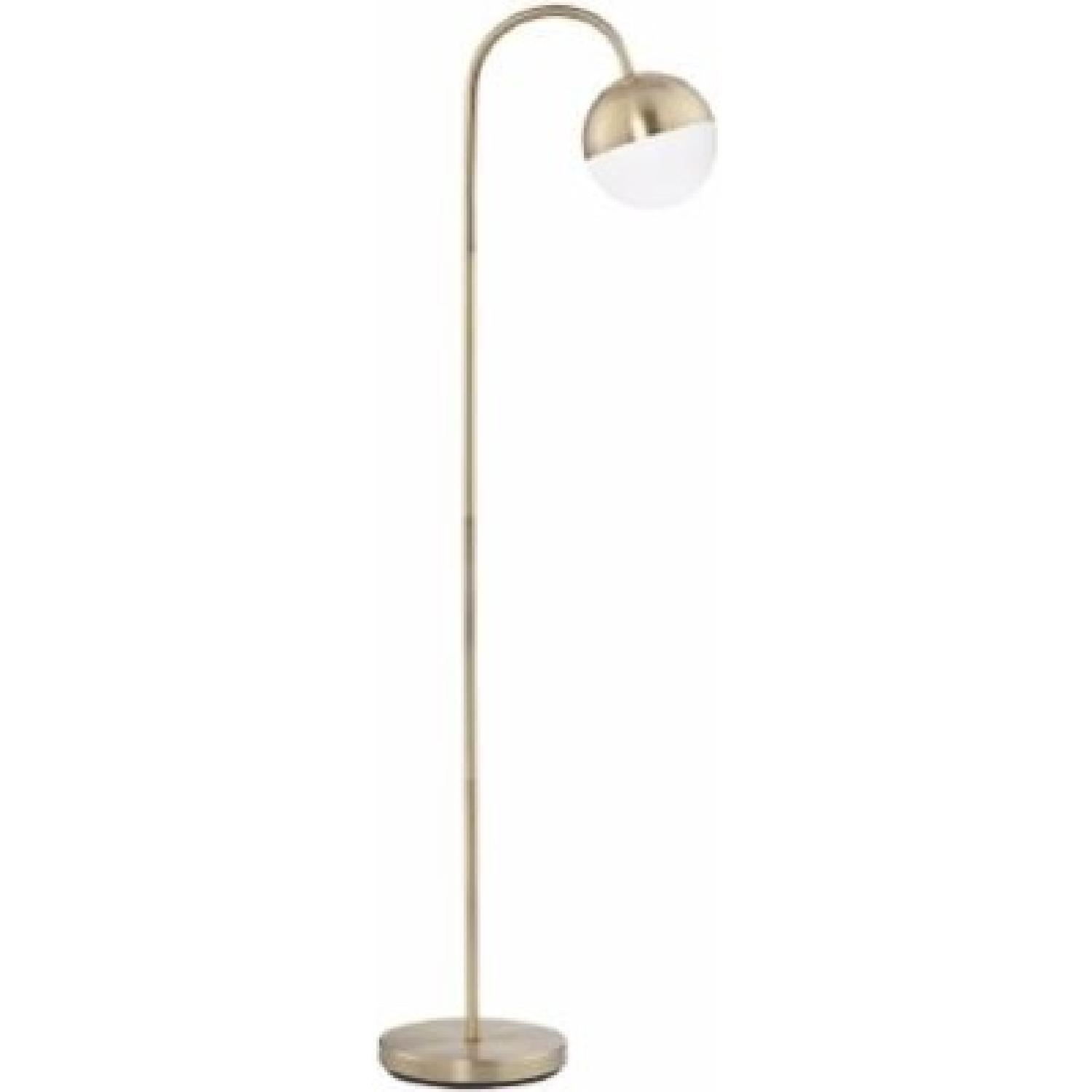 Carlton Antique Brass Glass Globe LED Floor Lamp - image-0