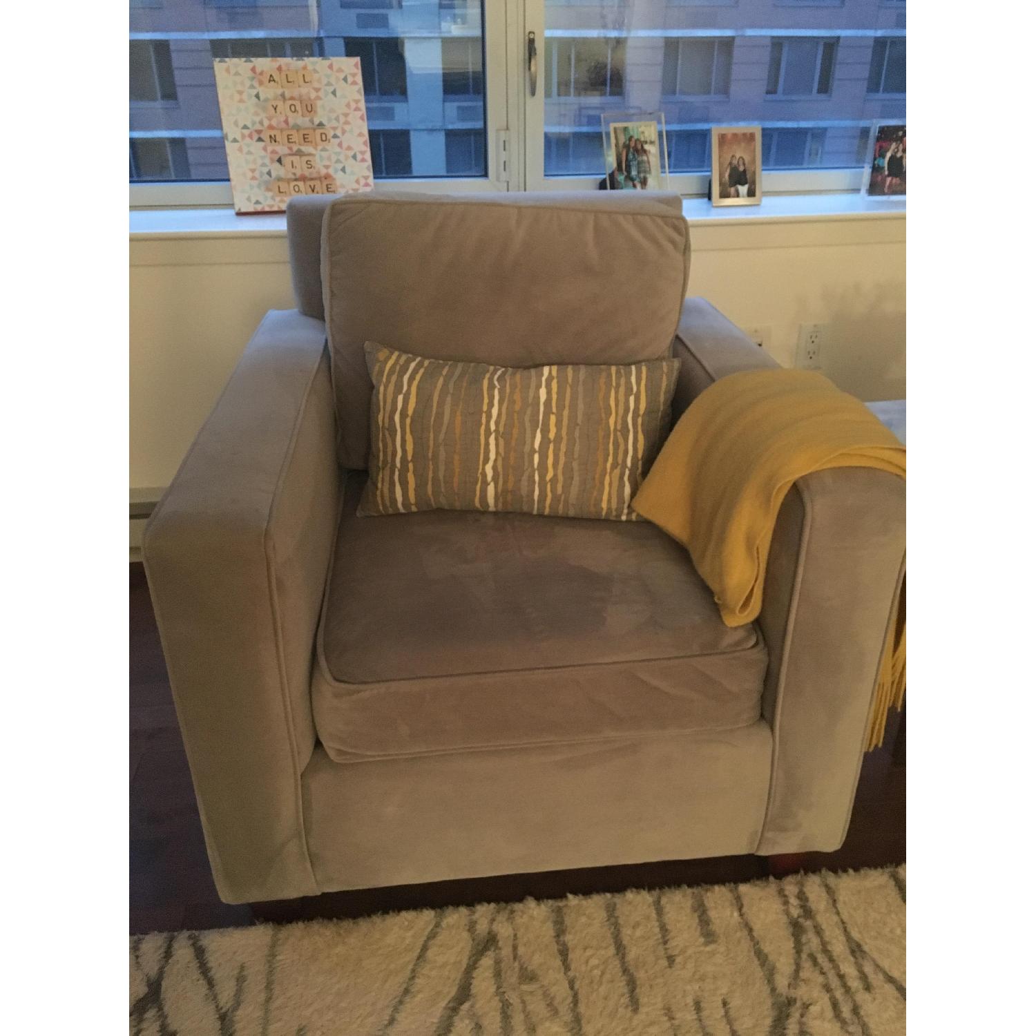 West Elm Dove Gray Henry Armchair - image-1