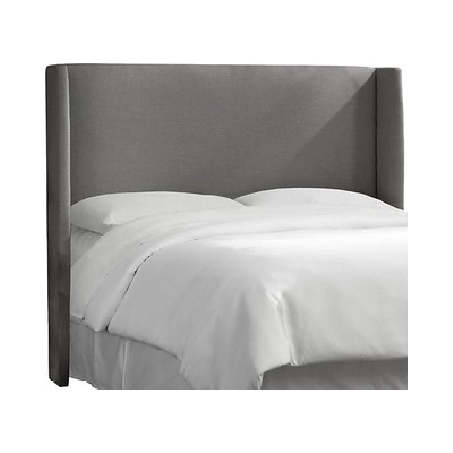 Kelly Wingback King Bed w/ Headboard in Gray Linen - image-3