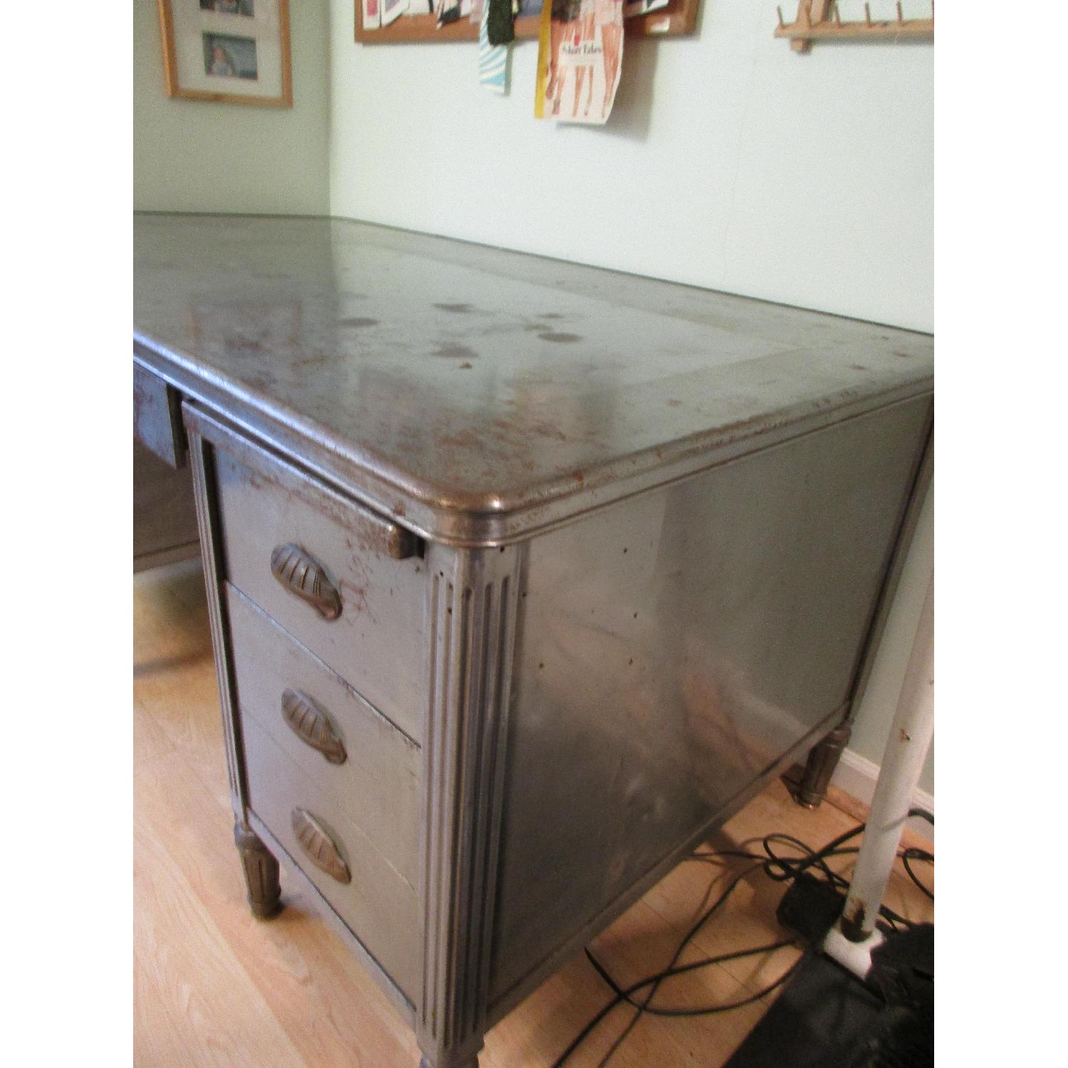 Vintage Industrial Art Deco Metal Desk - image-7