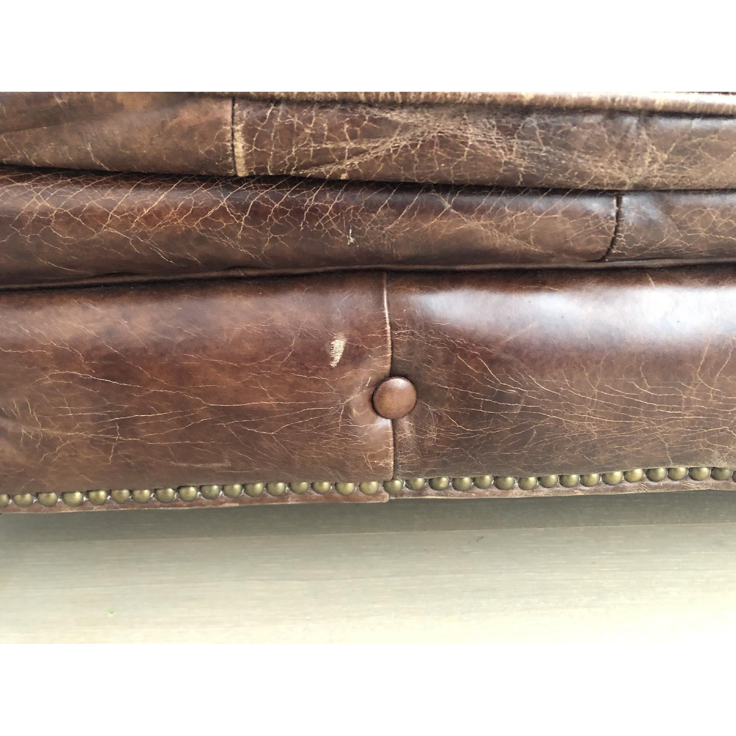 Restoration Hardware Kensington Vintage Cigar Leather Sofa - image-1