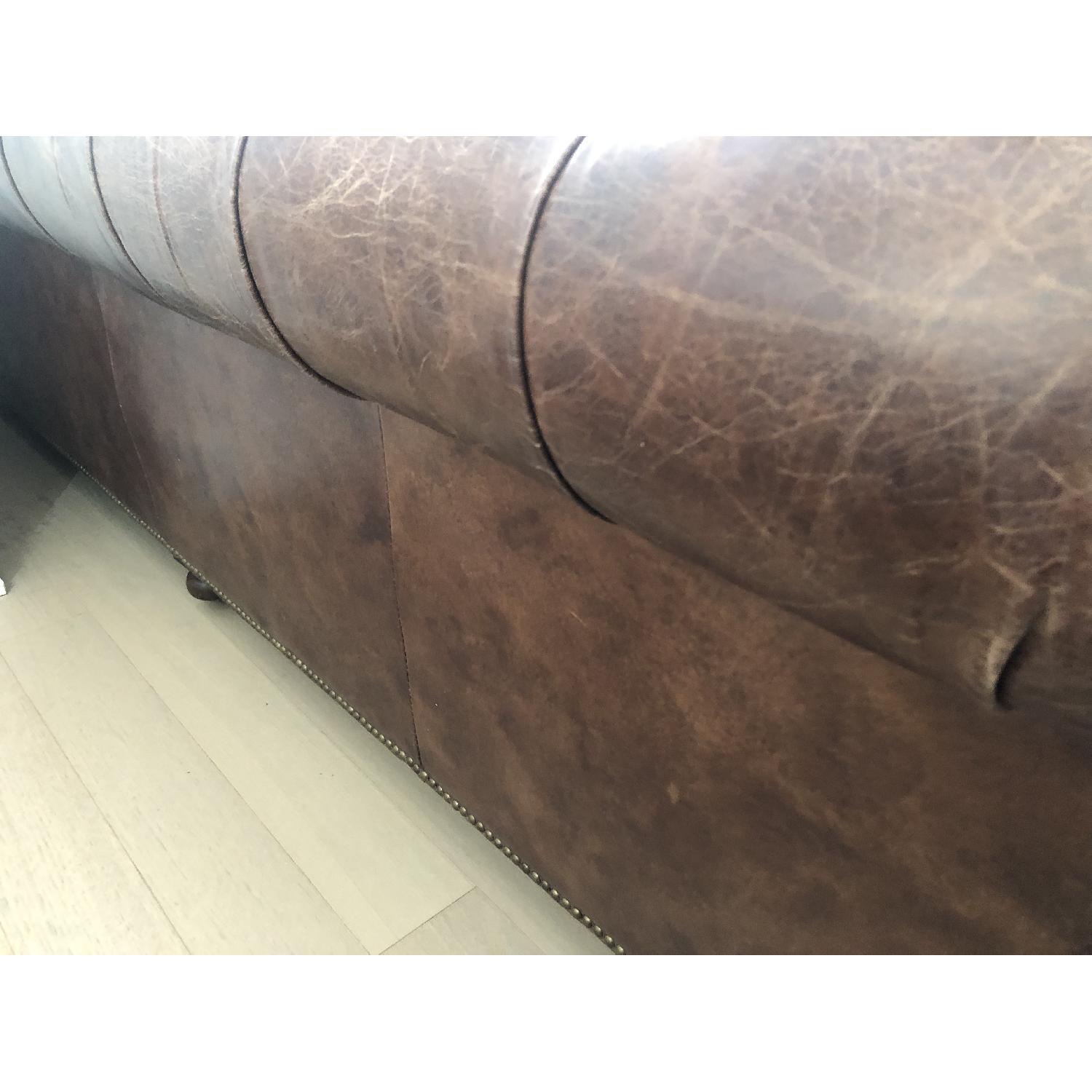 Restoration Hardware Kensington Vintage Cigar Leather Sofa - image-2