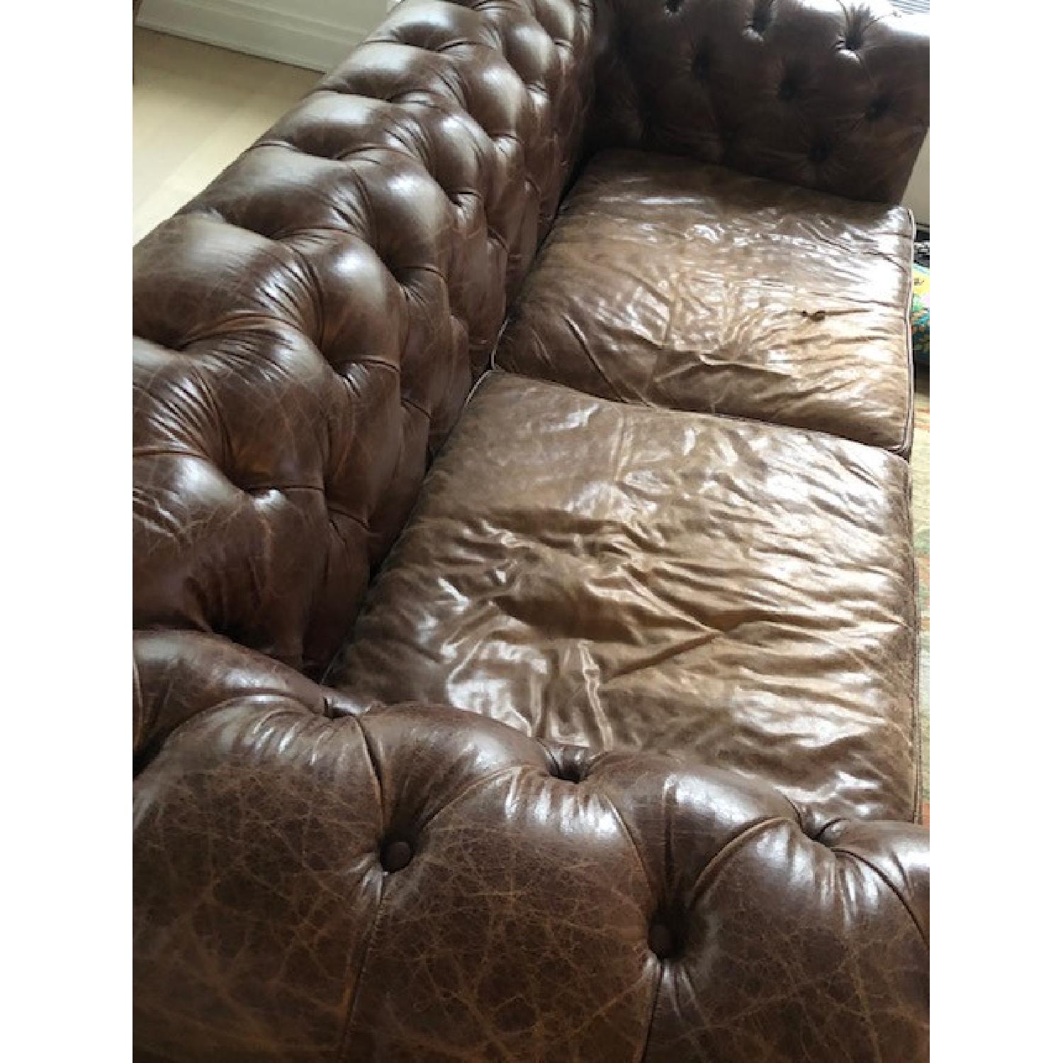 Restoration Hardware Kensington Vintage Cigar Leather Sofa - image-3