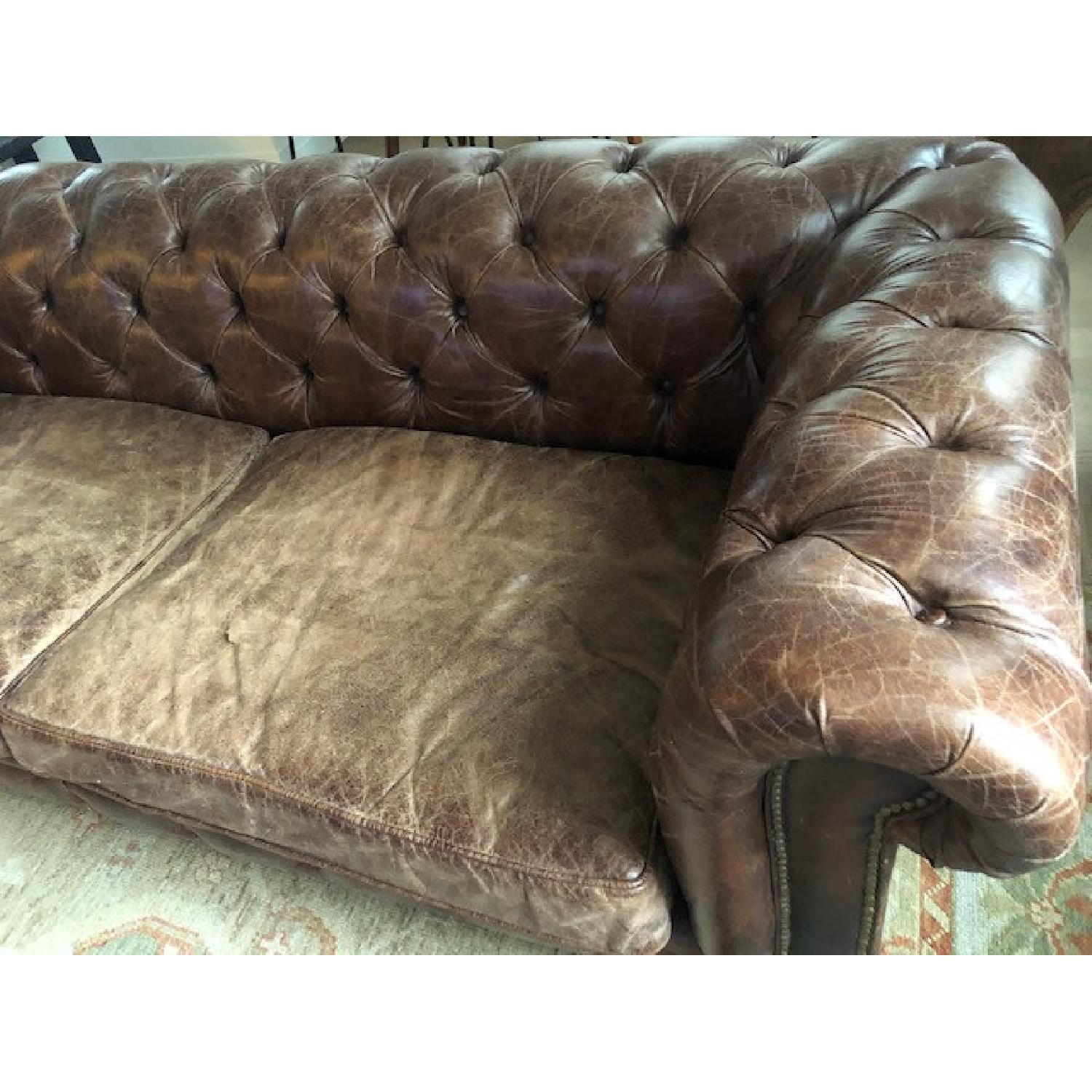 Restoration Hardware Kensington Vintage Cigar Leather Sofa - image-5