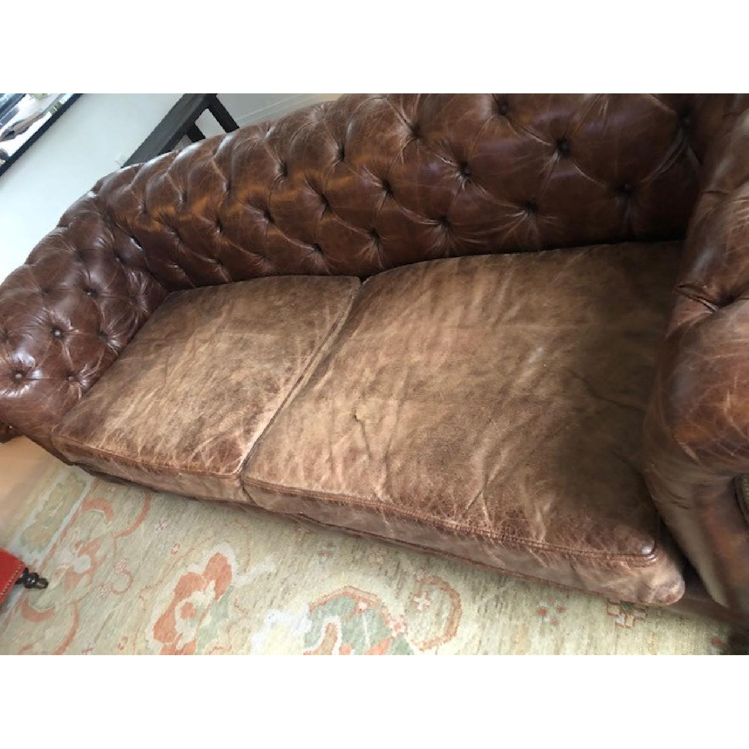Restoration Hardware Kensington Vintage Cigar Leather Sofa - image-6