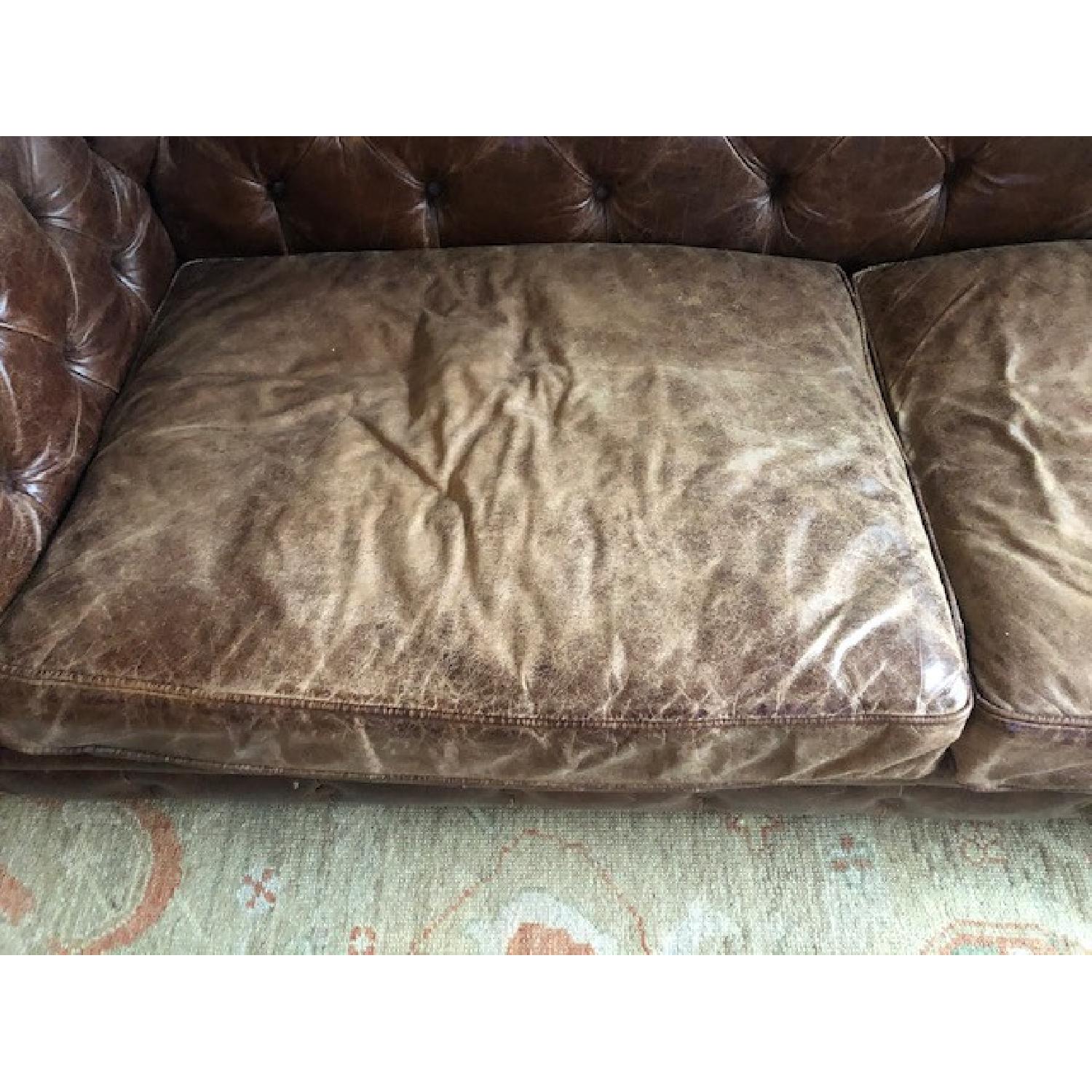 Restoration Hardware Kensington Vintage Cigar Leather Sofa - image-8