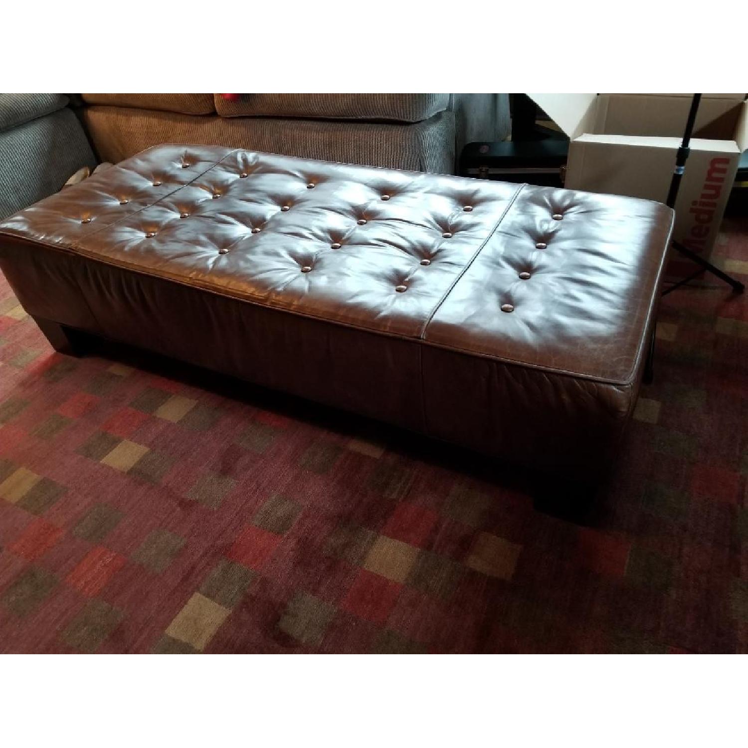 Restoration Hardware Tufted Leather Ottoman Coffee Table AptDeco