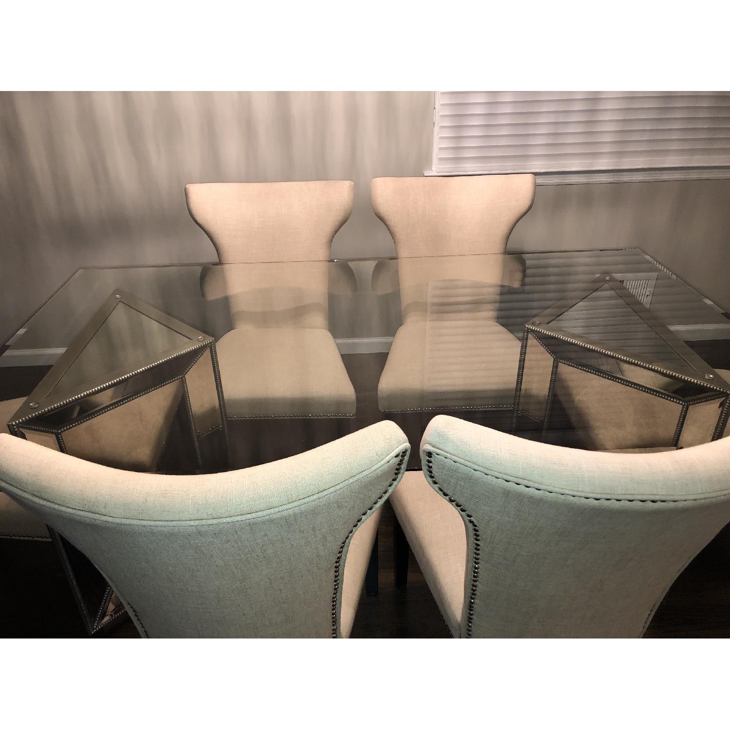 Macy's Contemporary Glass Dining Table w/ 6 Chairs - image-2