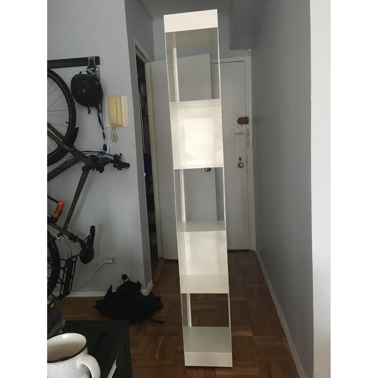 CB2 Narrow Metal Storage Tower Shelf in White - image-1