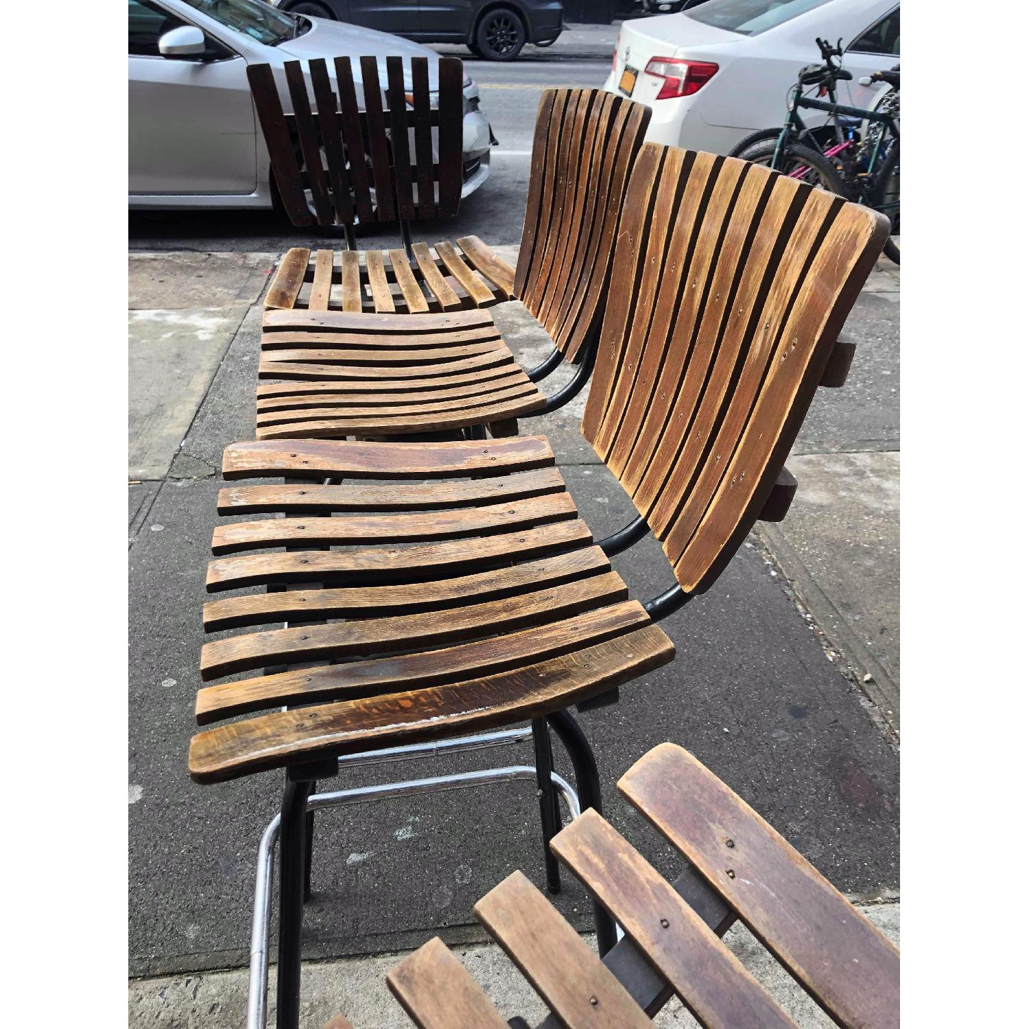 Vintage Mid Century 1950s Wood & Metal Bar Stools - image-4