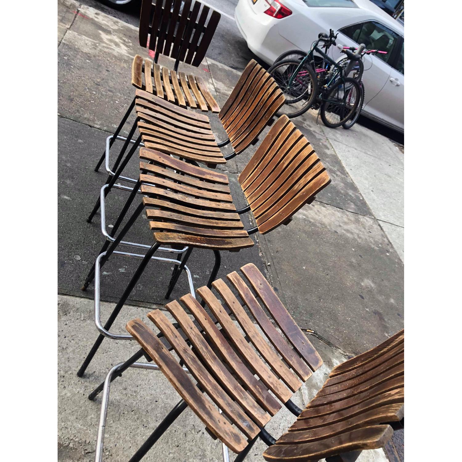 Vintage Mid Century 1950s Wood & Metal Bar Stools - image-7