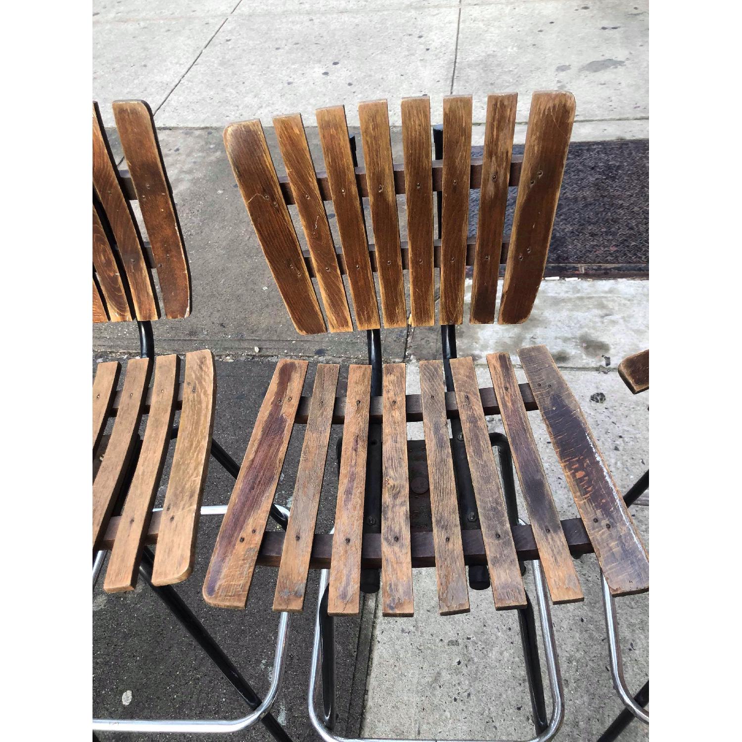 Vintage Mid Century 1950s Wood & Metal Bar Stools - image-10