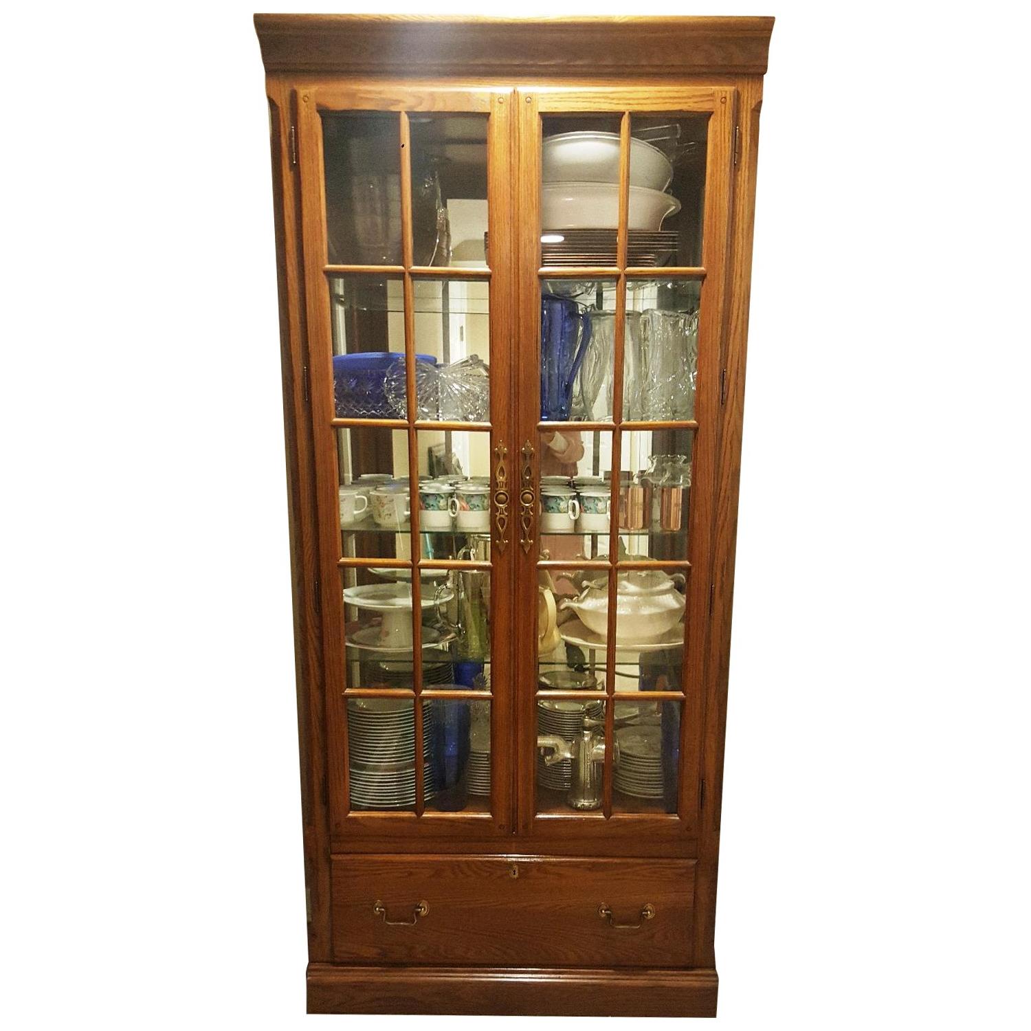 Oak Corner Curio Cabinet - image-0