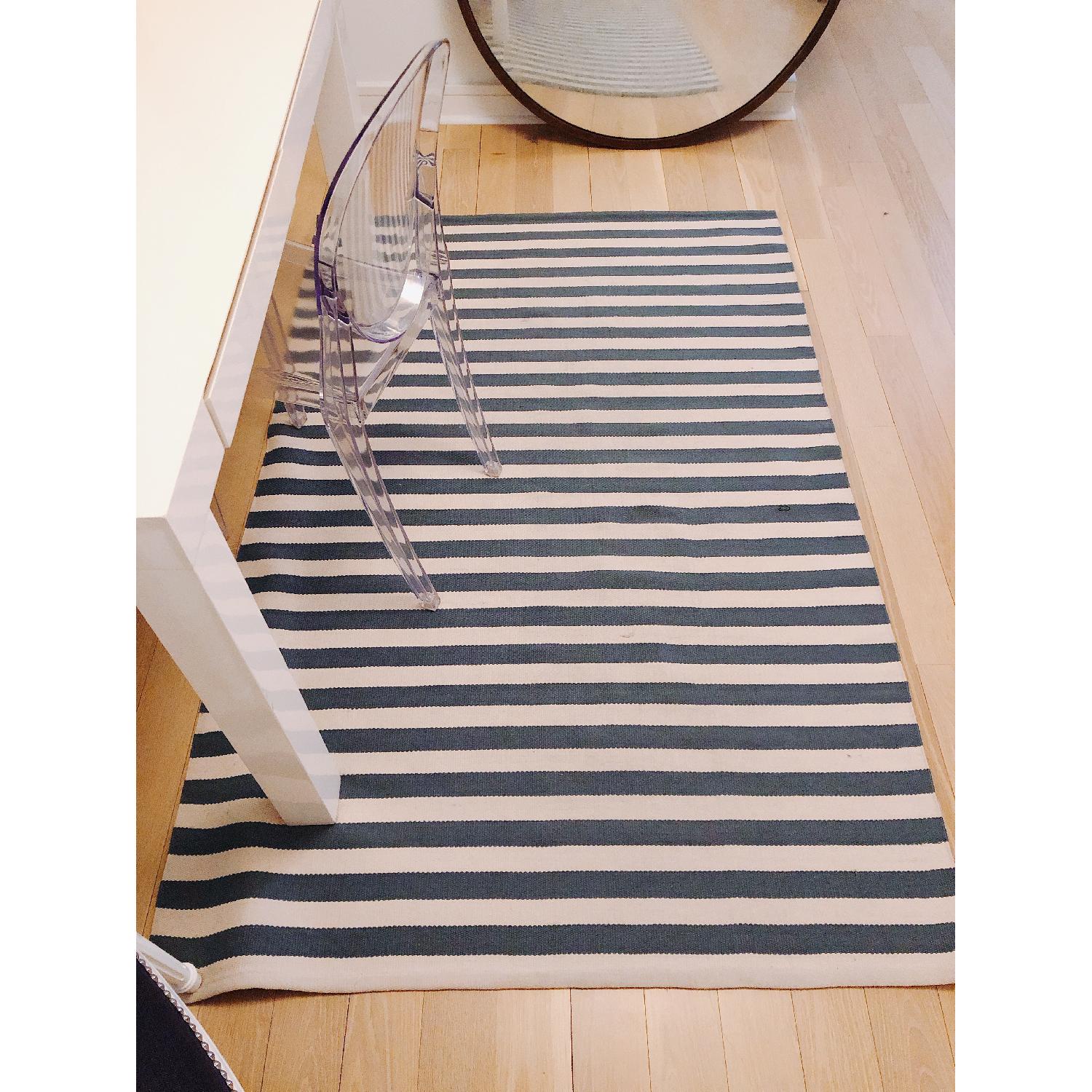Dash & Albert Blue and White Striped Handwoven Rug - image-1