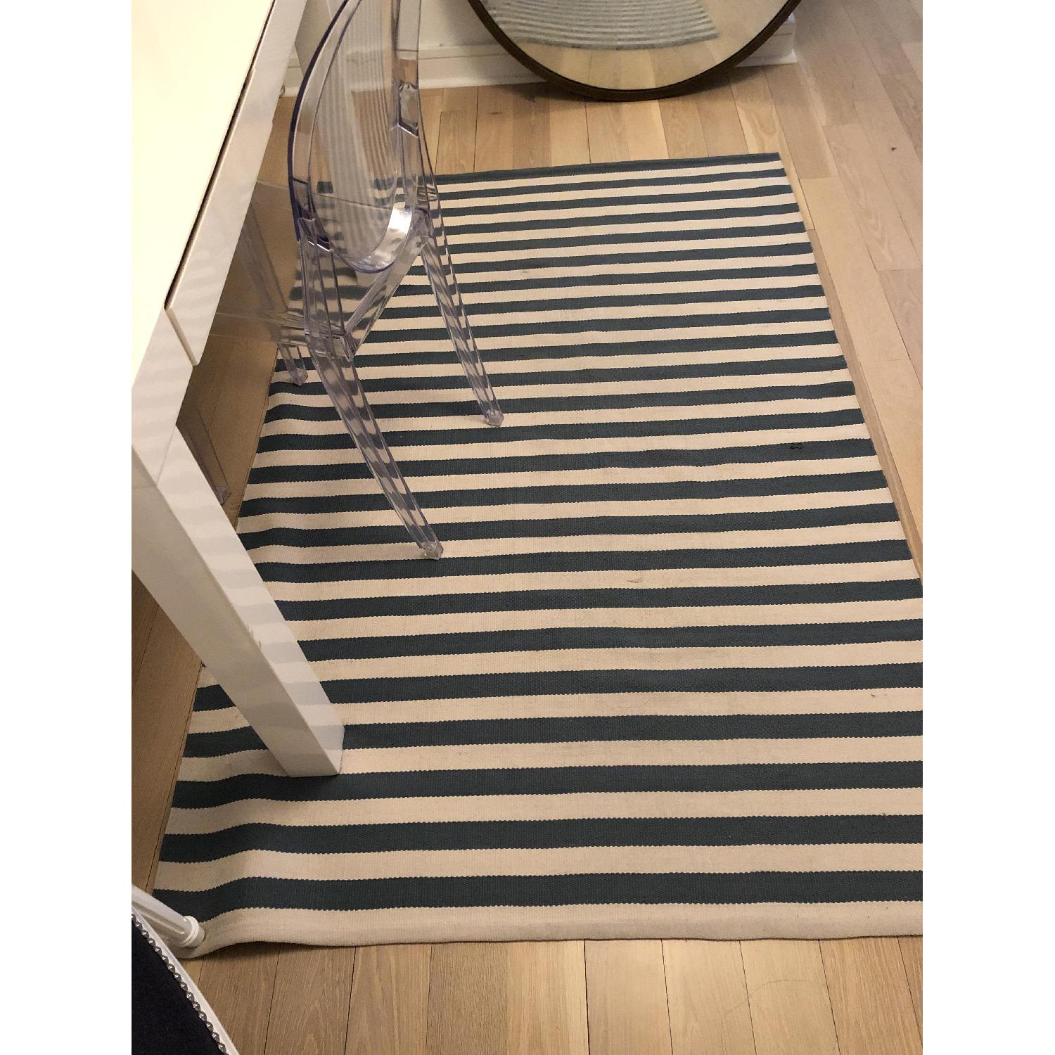 Dash & Albert Blue and White Striped Handwoven Rug - image-2