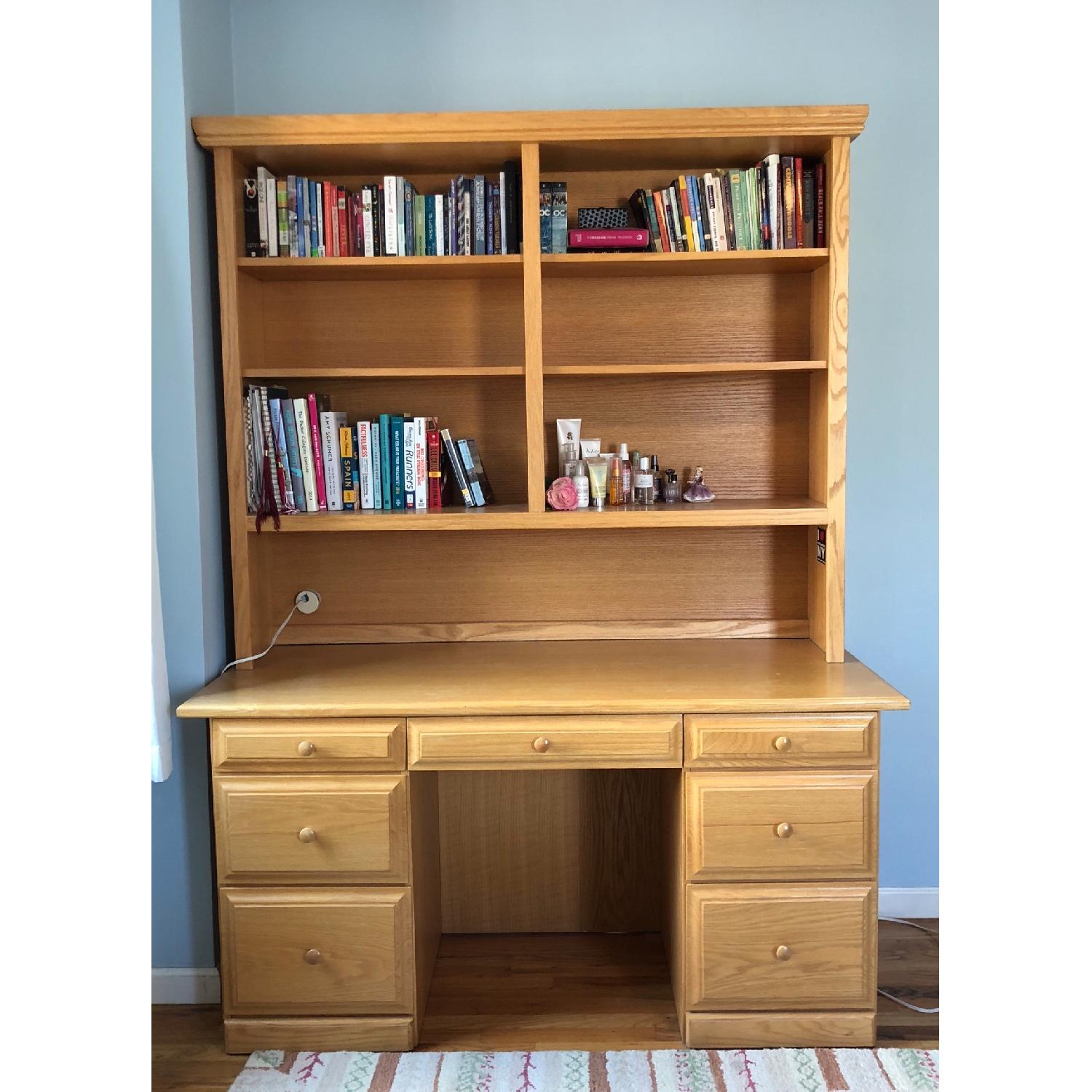 Wood Desk w/ Hutch - image-1