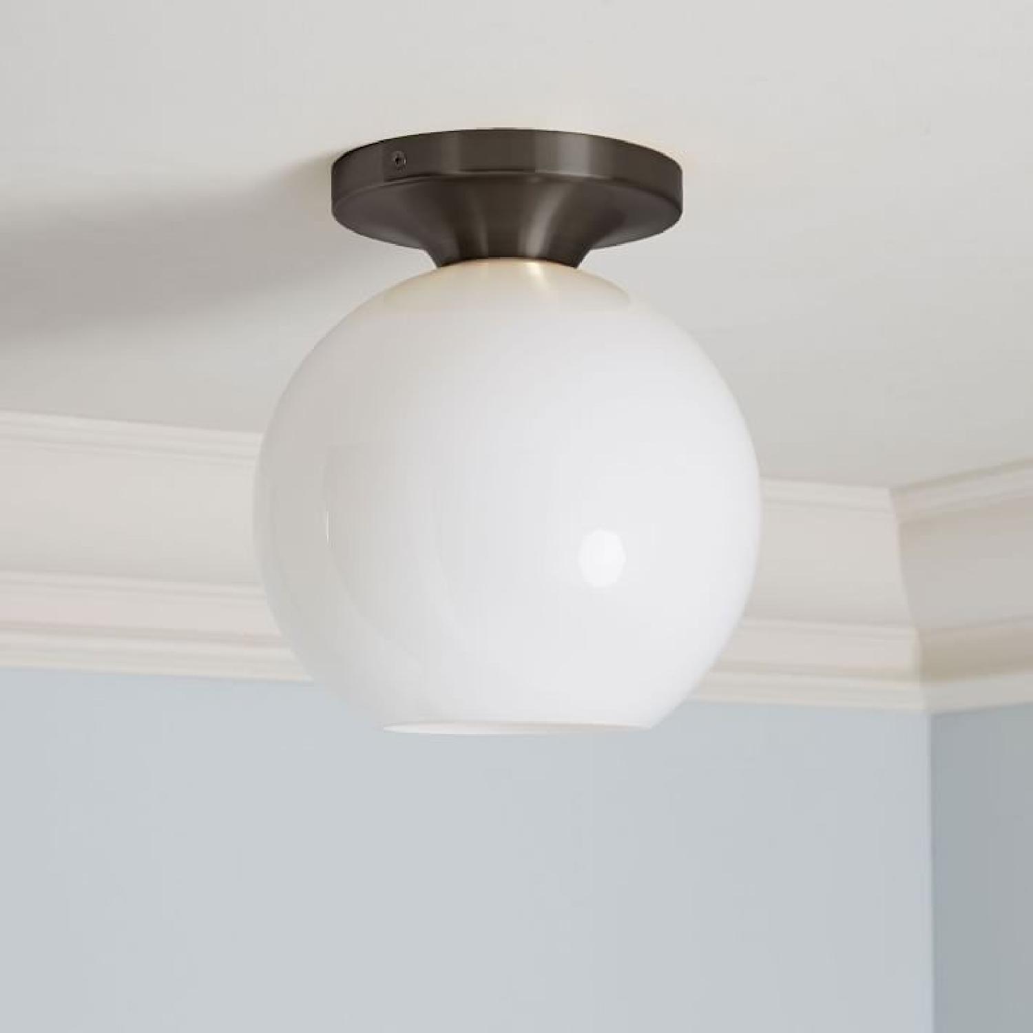 West Elm Sculptural Glass Globe Flushmount Fixtures - image-1