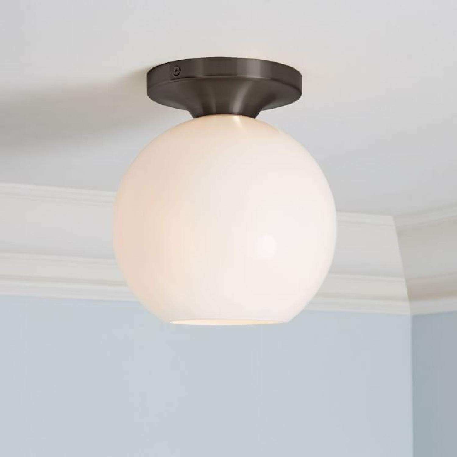 West Elm Sculptural Glass Globe Flushmount Fixtures - image-2