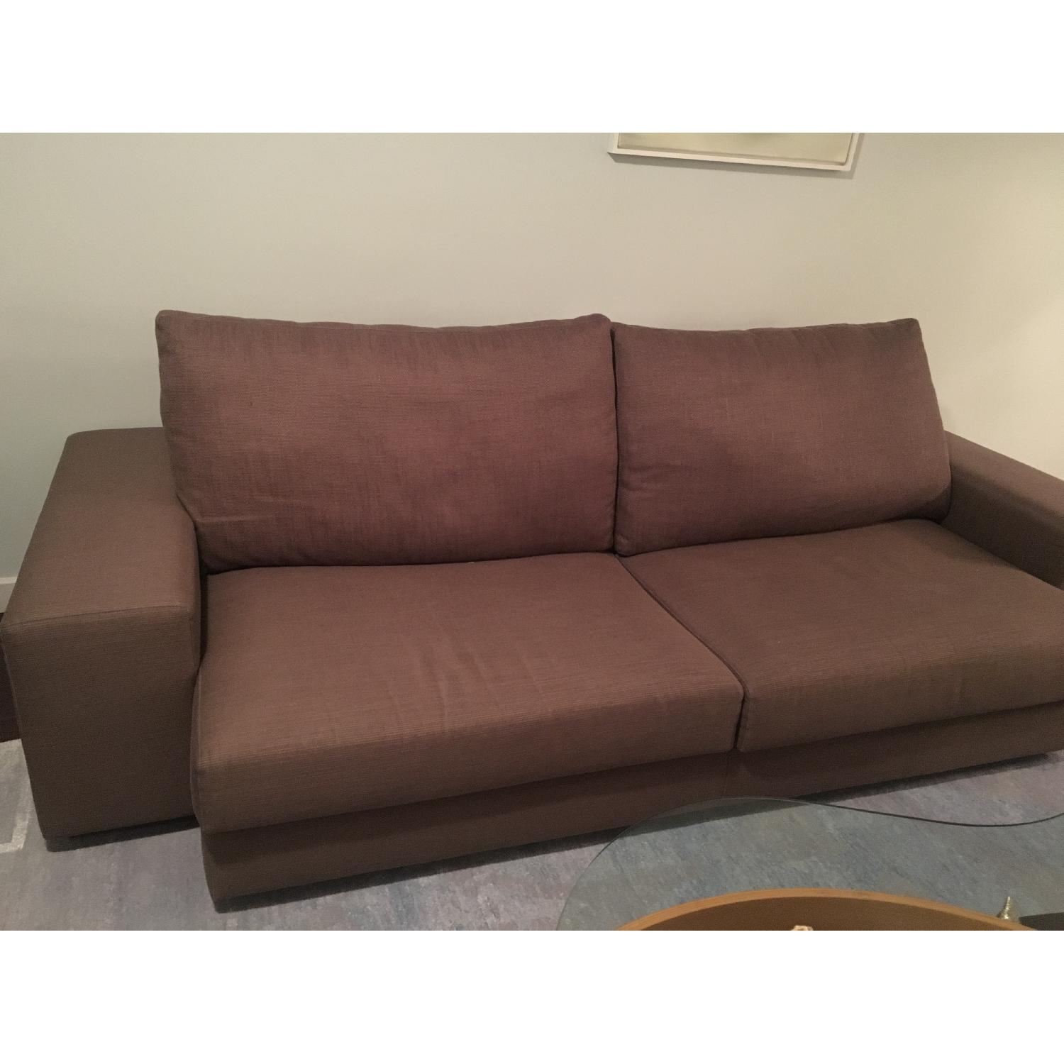 Florense Soho Sofa w/ Integrated Wood Back Bookcase - image-1