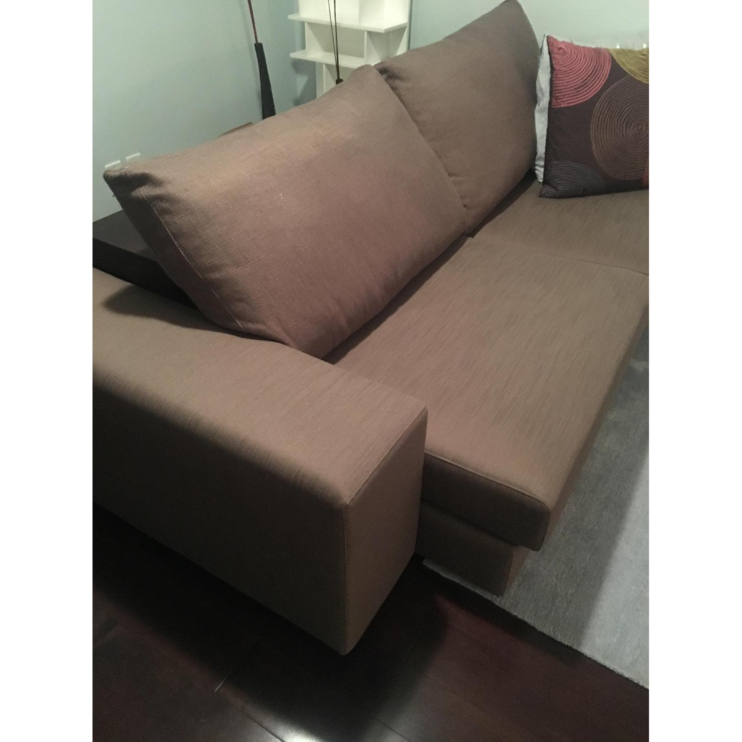 Florense Soho Sofa w/ Integrated Wood Back Bookcase - image-4