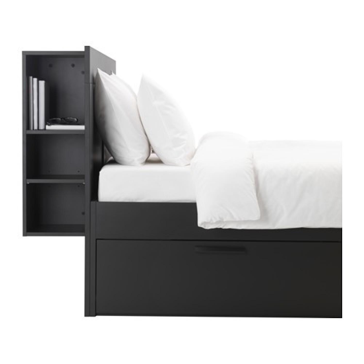 Ikea Brimnes Queen Storage Bed w/ Storage Headboard AptDeco