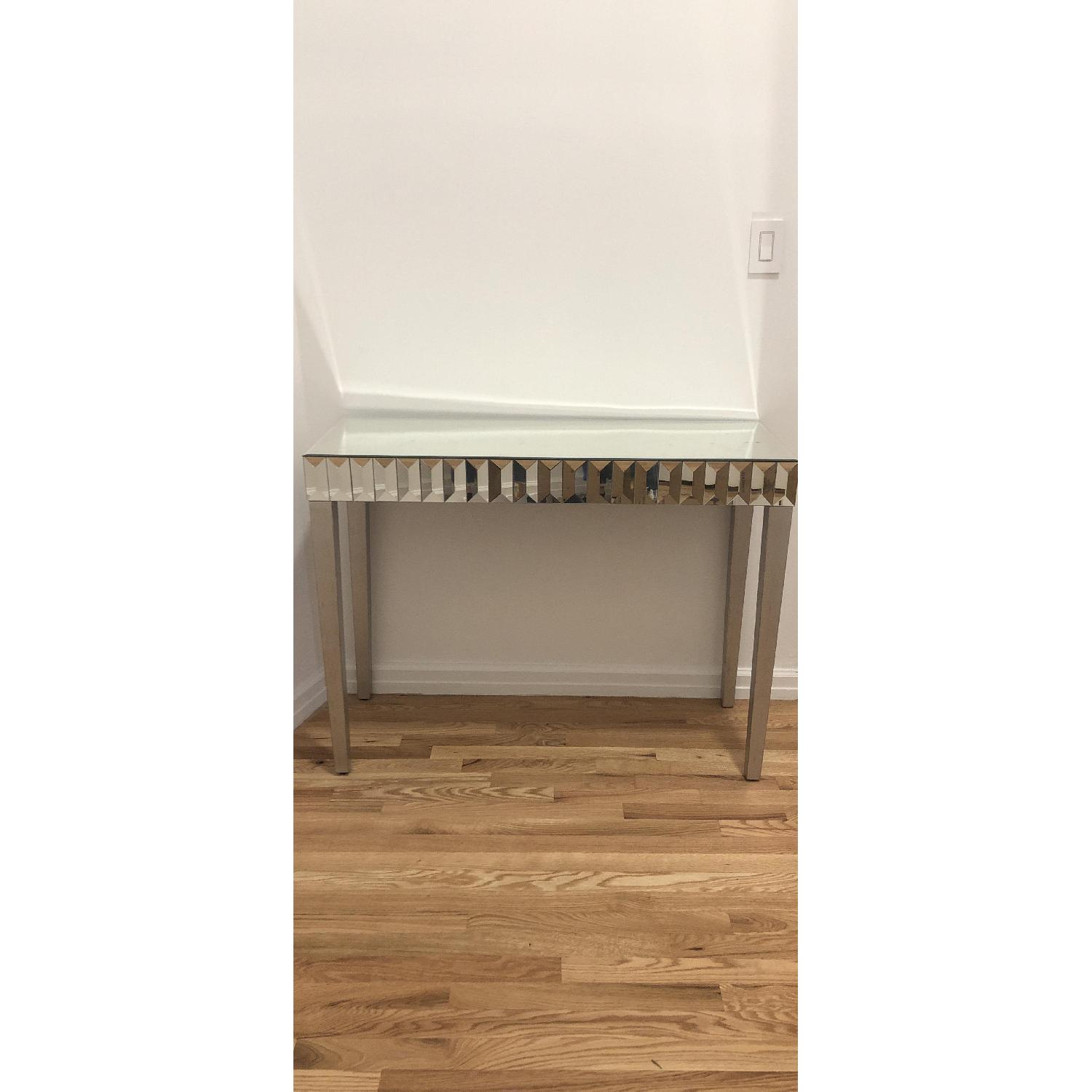 Monarch Specialties Brushed Silver Mirrored Console Table - image-2
