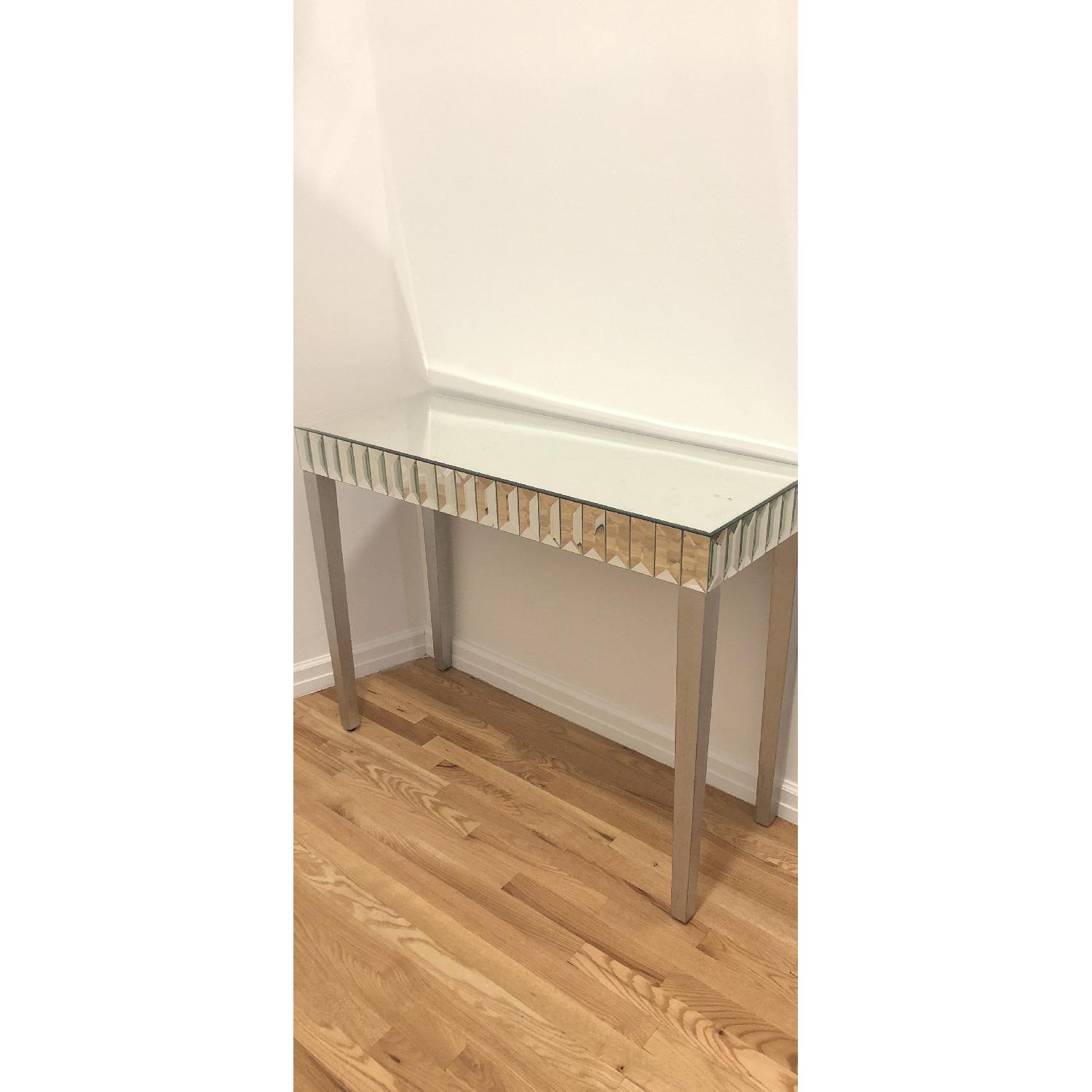 Monarch Specialties Brushed Silver Mirrored Console Table - image-3
