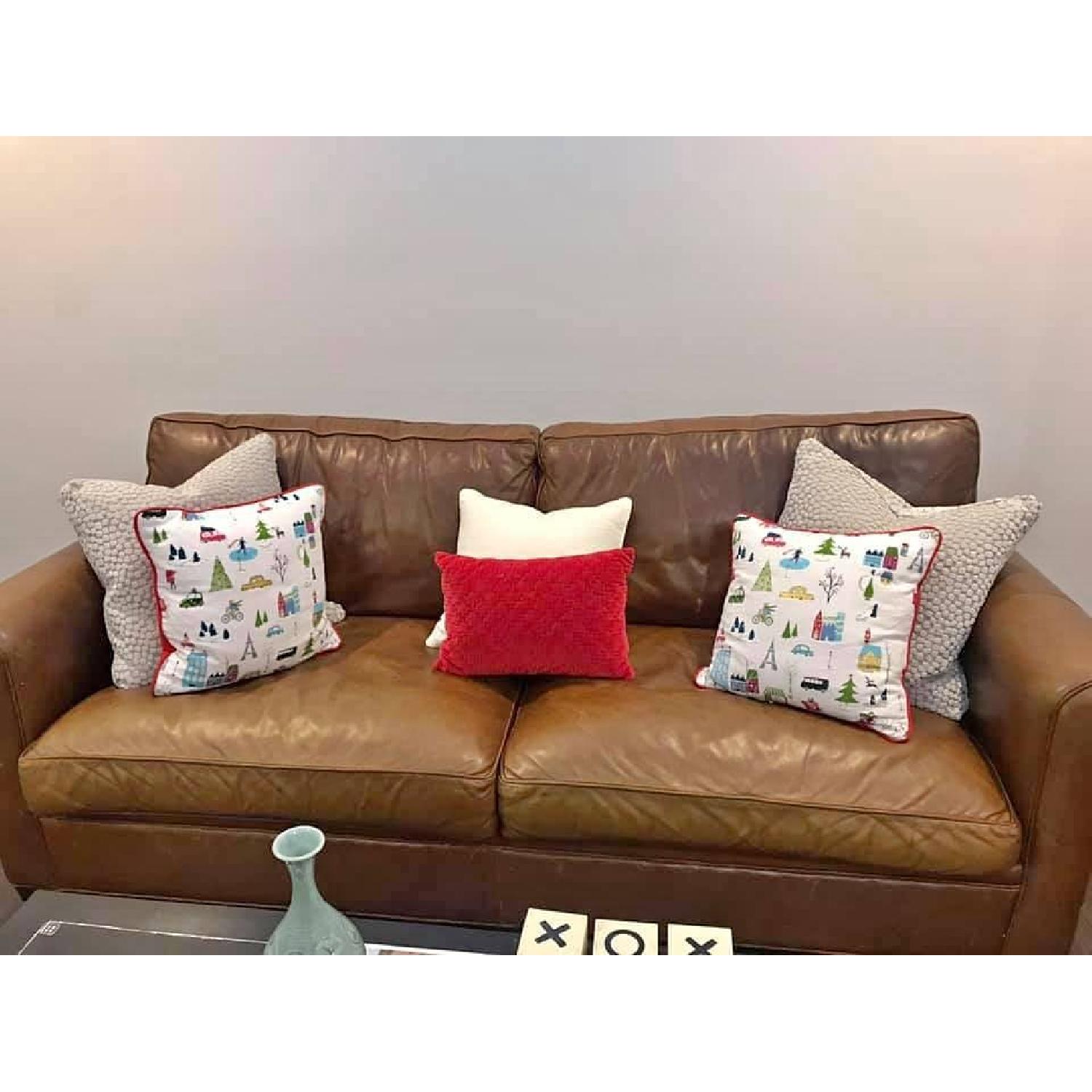 Crate & Barrel Huntley Leather Sofa AptDeco