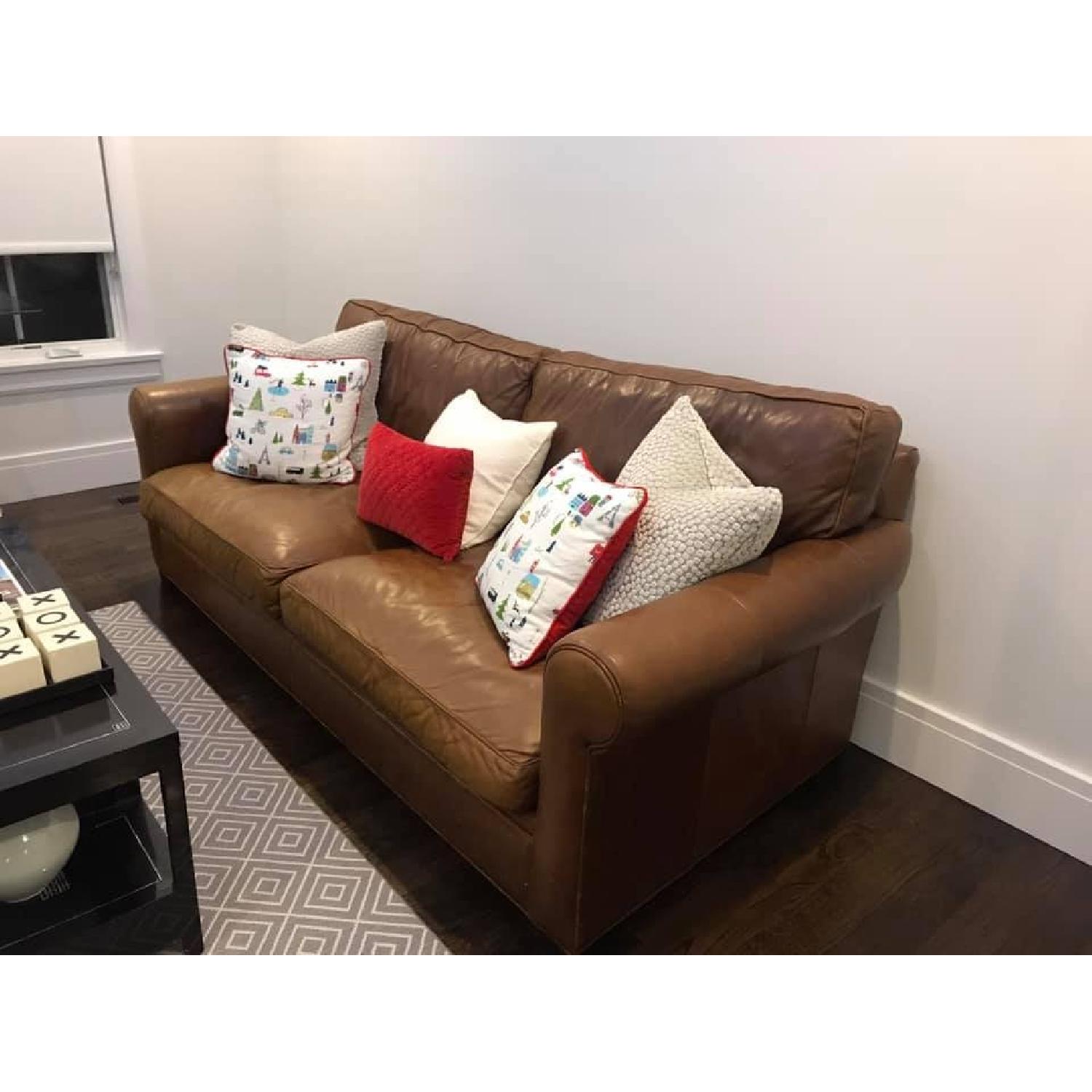 Crate & Barrel Huntley Leather Sofa AptDeco