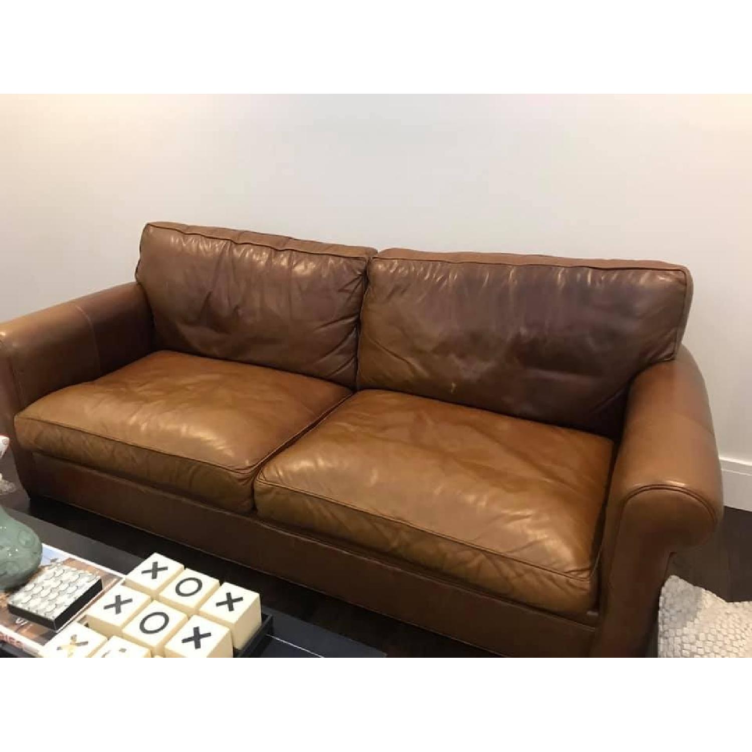 Crate & Barrel Huntley Leather Sofa AptDeco