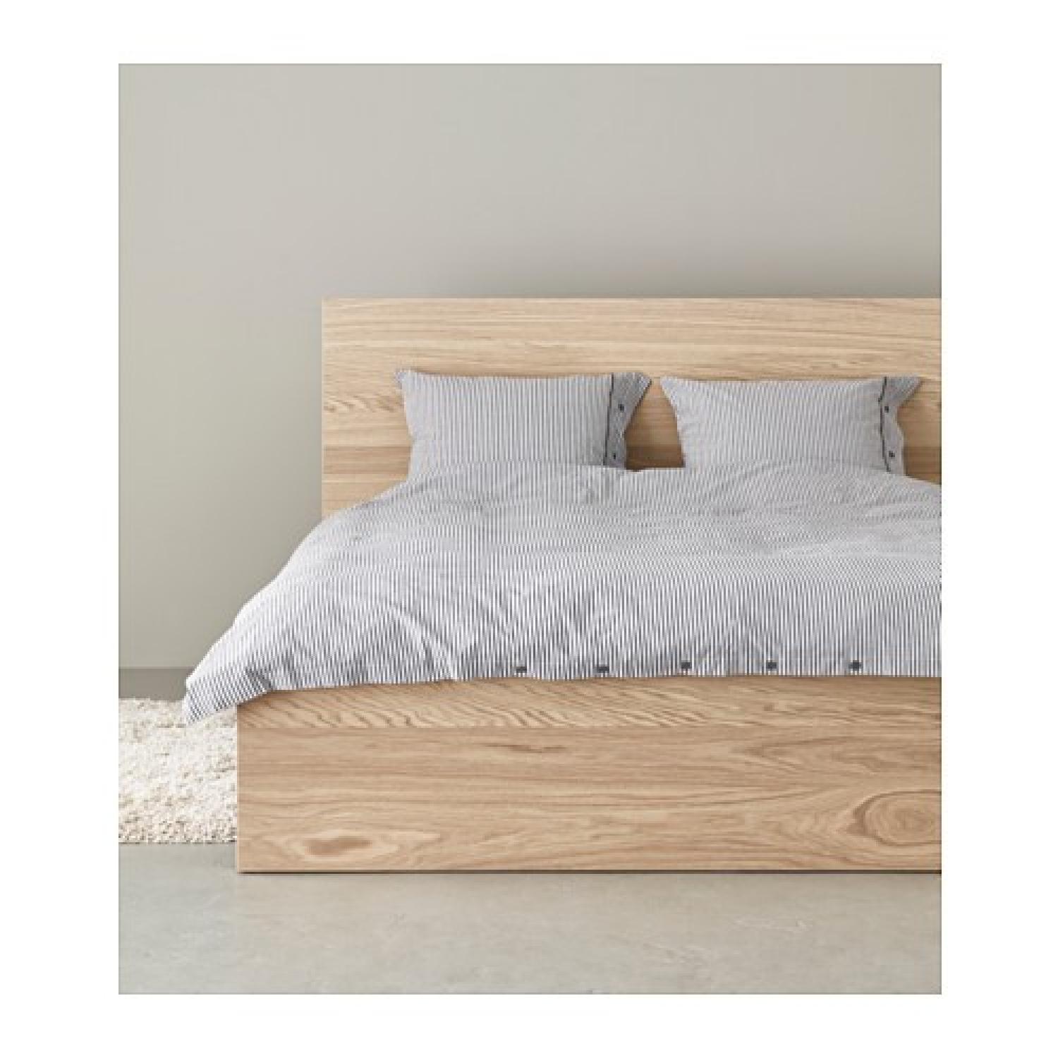Ikea Malm Queen Size High Bed Frame in White Stained Oak Veneer - image-4