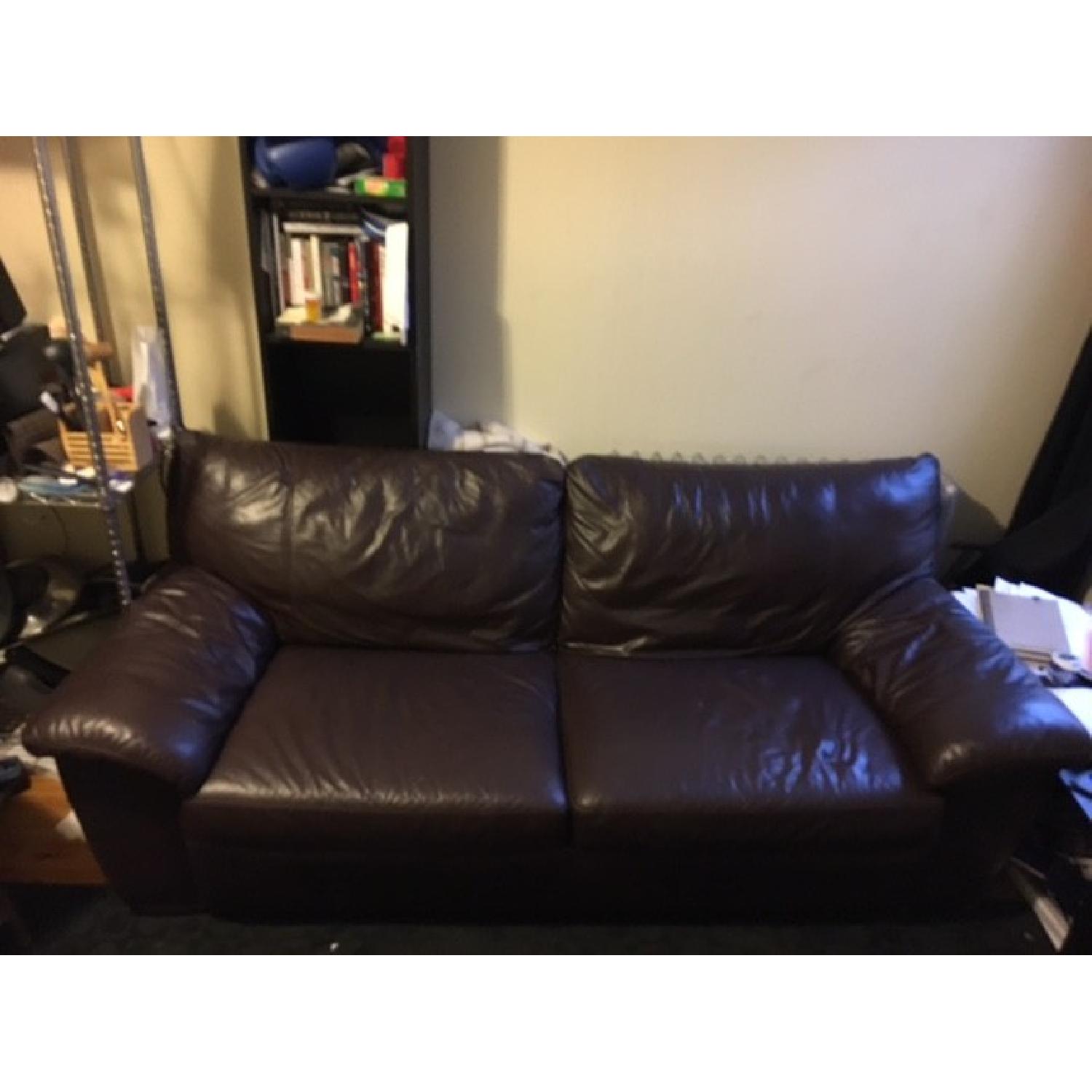 Ikea Brown Leather Sofa - image-3