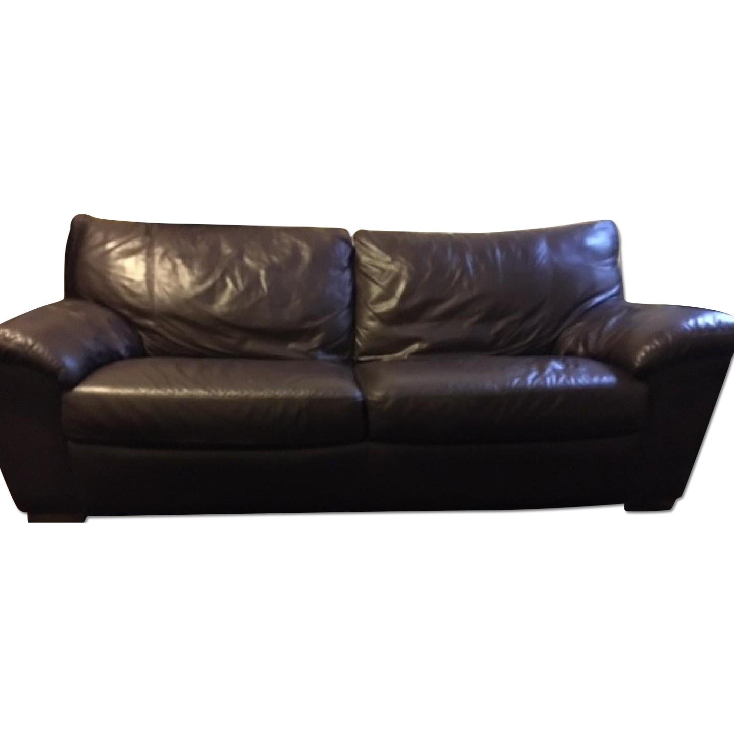 Ikea Brown Leather Sofa - image-0