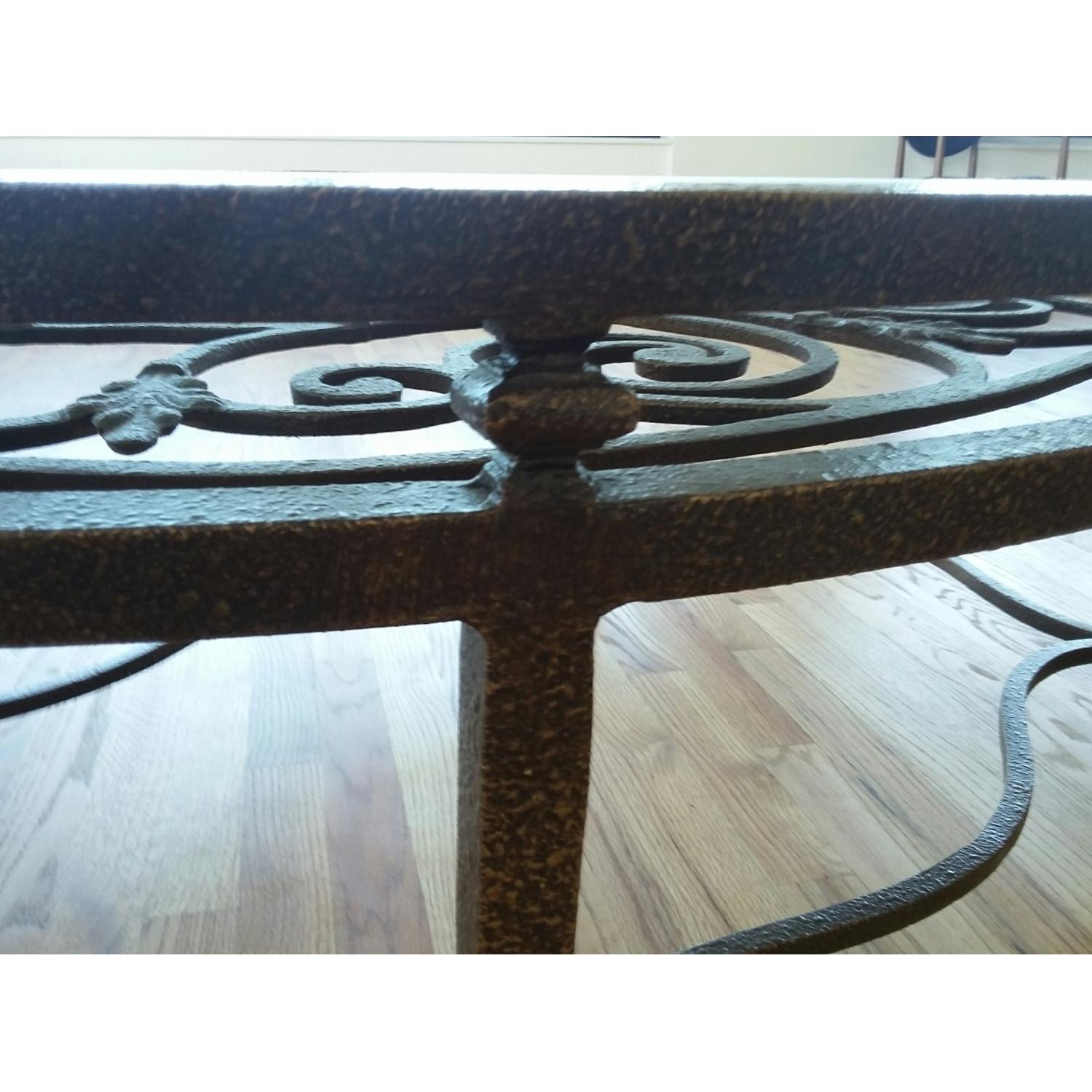 Glass & Wrought Iron Cocktail Table - image-4