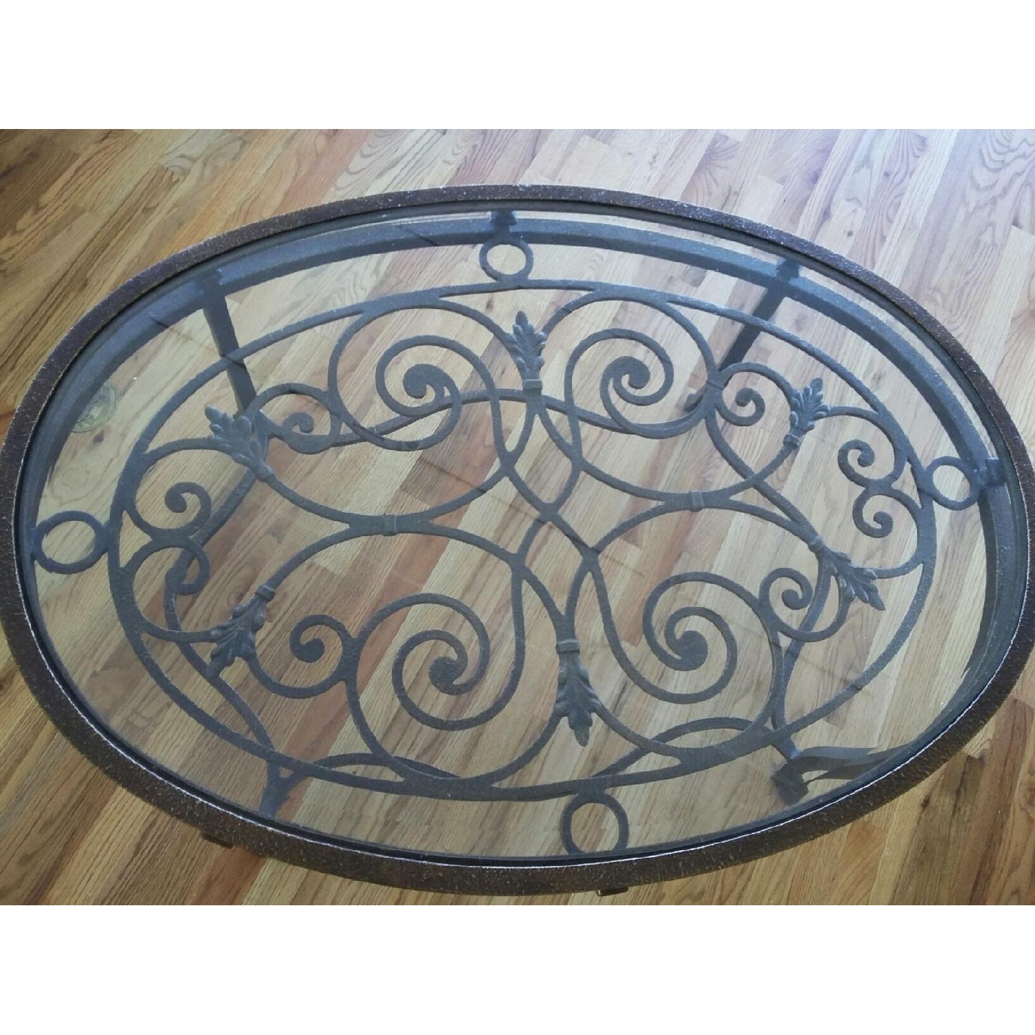 Glass & Wrought Iron Cocktail Table - image-6