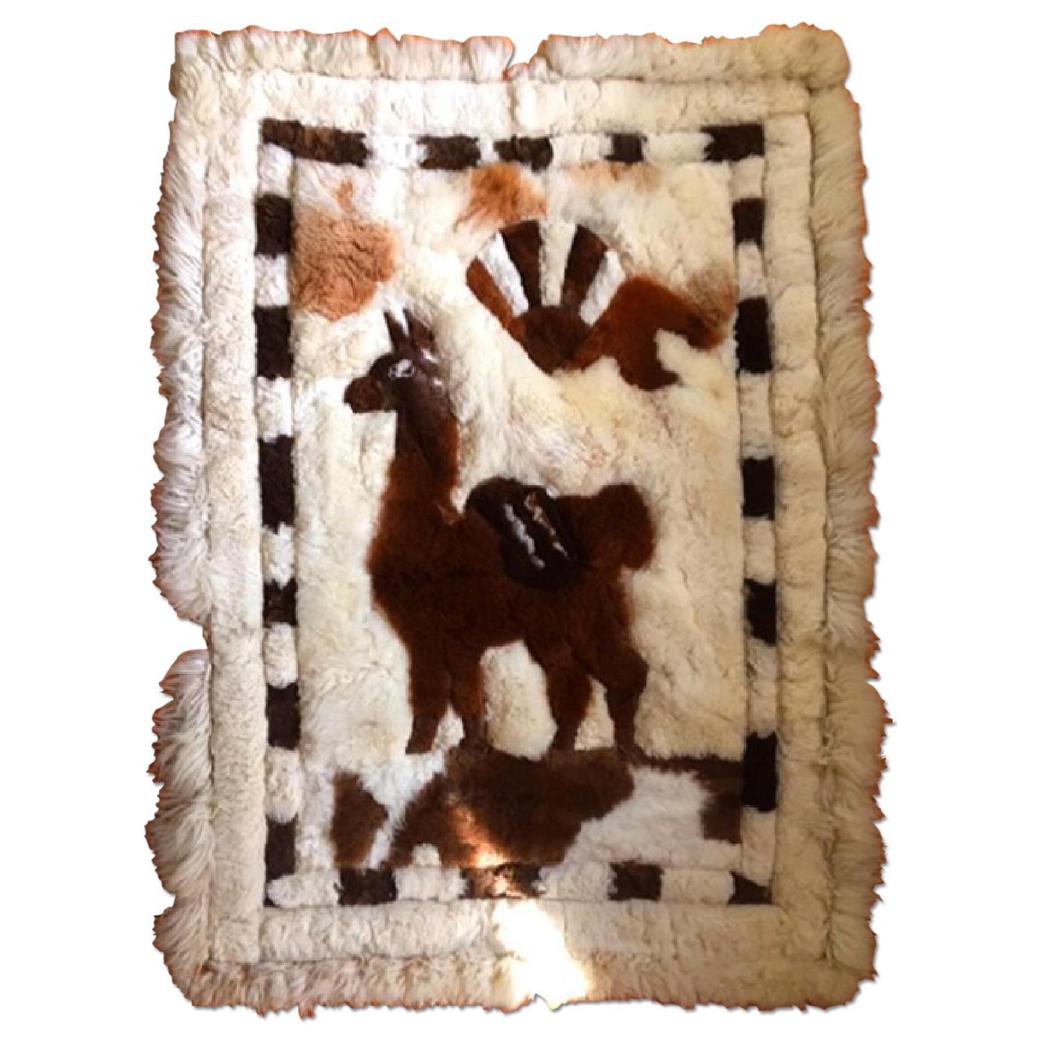 Leather Rug w/ Fur Camel Design - AptDeco