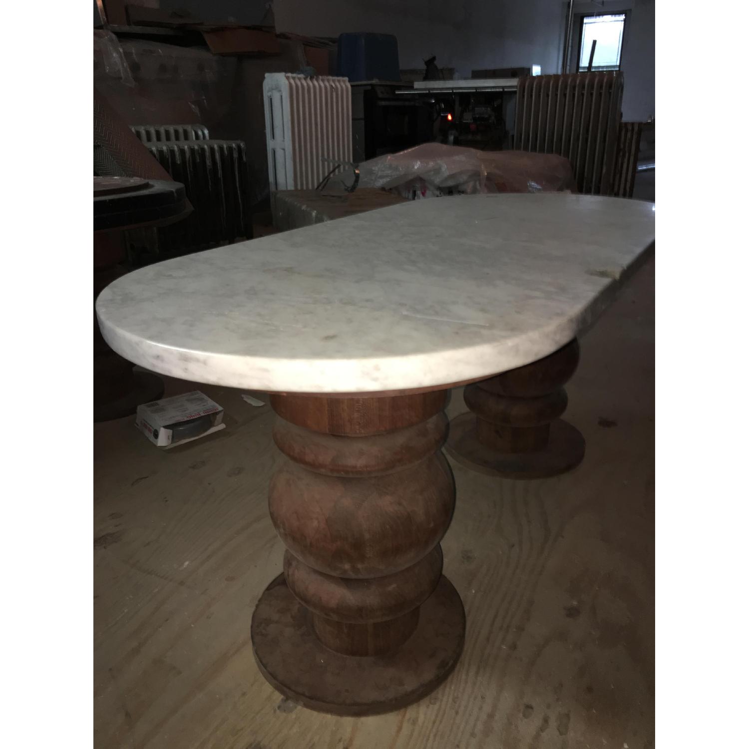 Custom Solid White Marble & Solid Wood Coffee Table - image-3