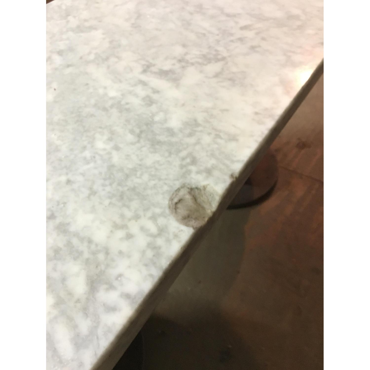 Custom Solid White Marble & Solid Wood Coffee Table AptDeco