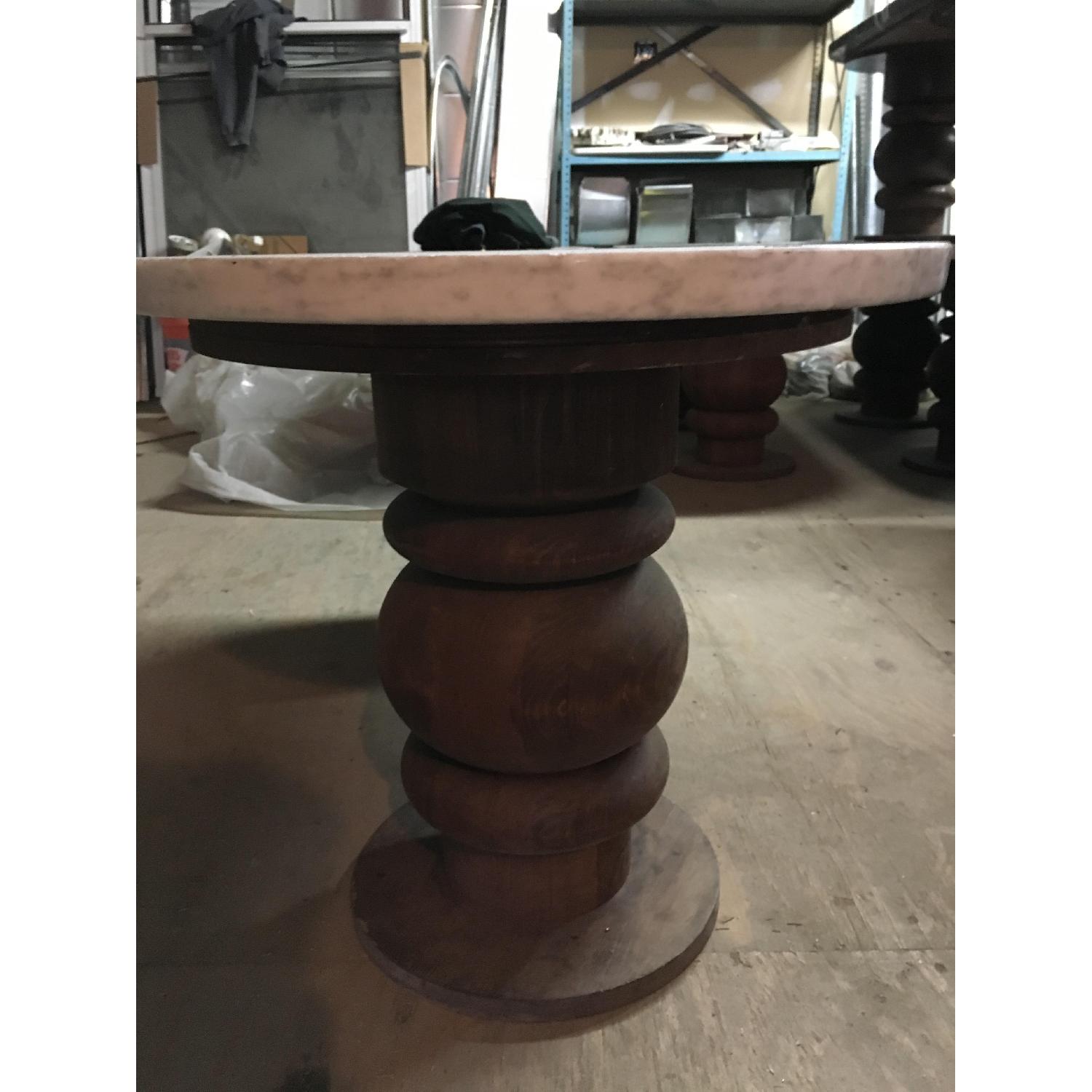 Custom Solid White Marble & Solid Wood Coffee Table - image-7