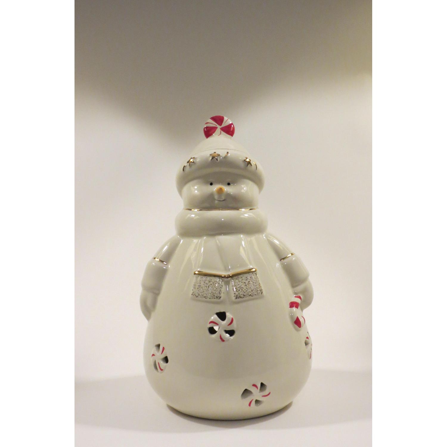 Lenox Stocking Splendor Lenox Peppermint Splendor Snowman And Santa Figurine - AptDeco