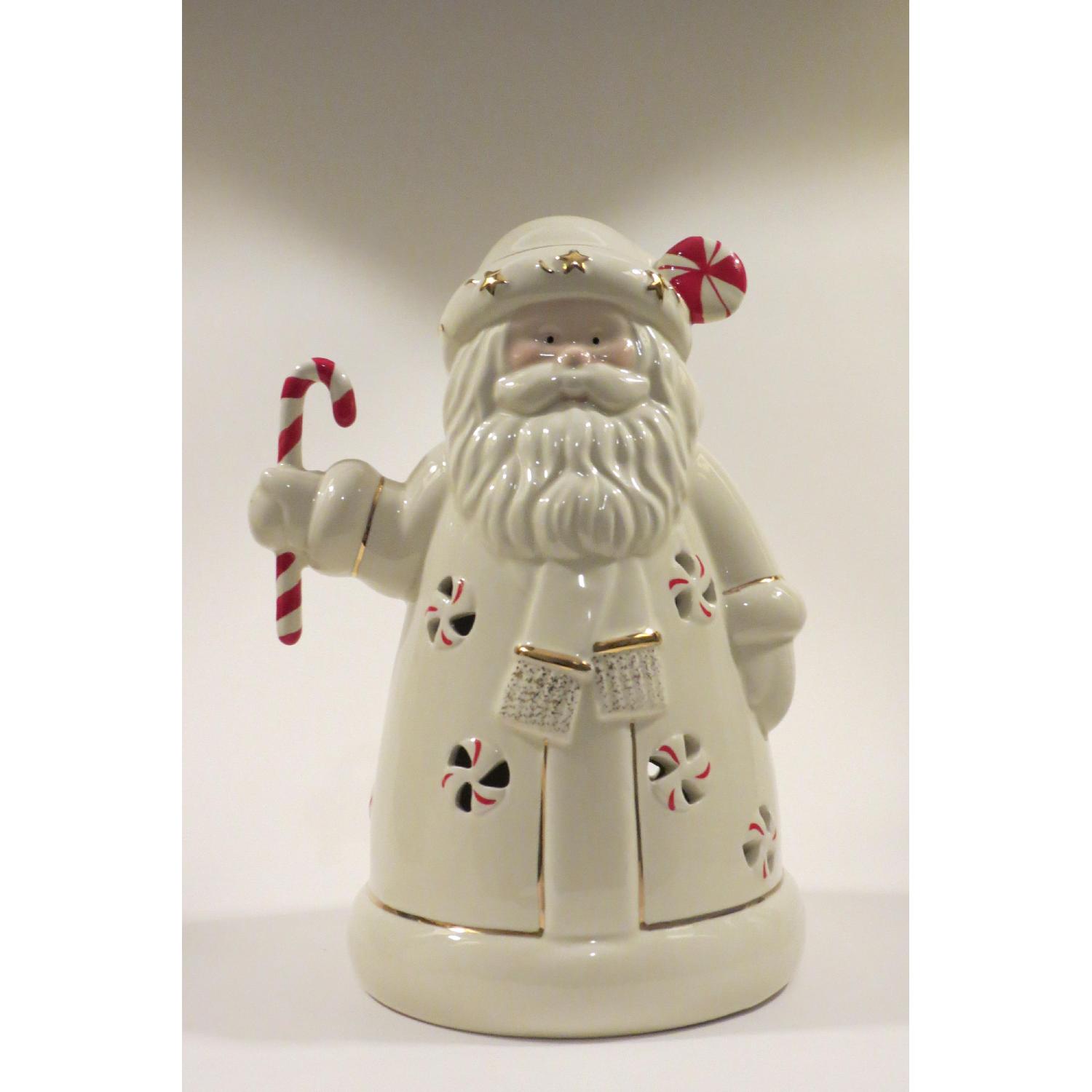 Lenox Stocking Splendor Lenox Peppermint Splendor Snowman And Santa Figurine - AptDeco