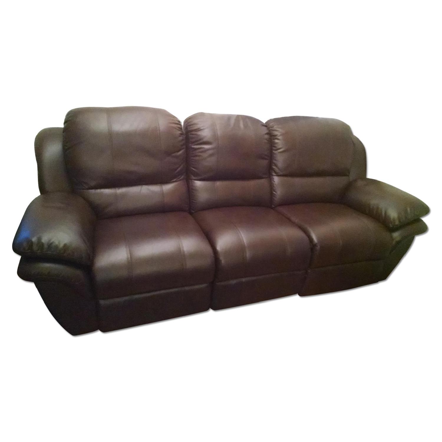 Bob's Reclining 3Seat Mahogany Faux Leather Sofa AptDeco