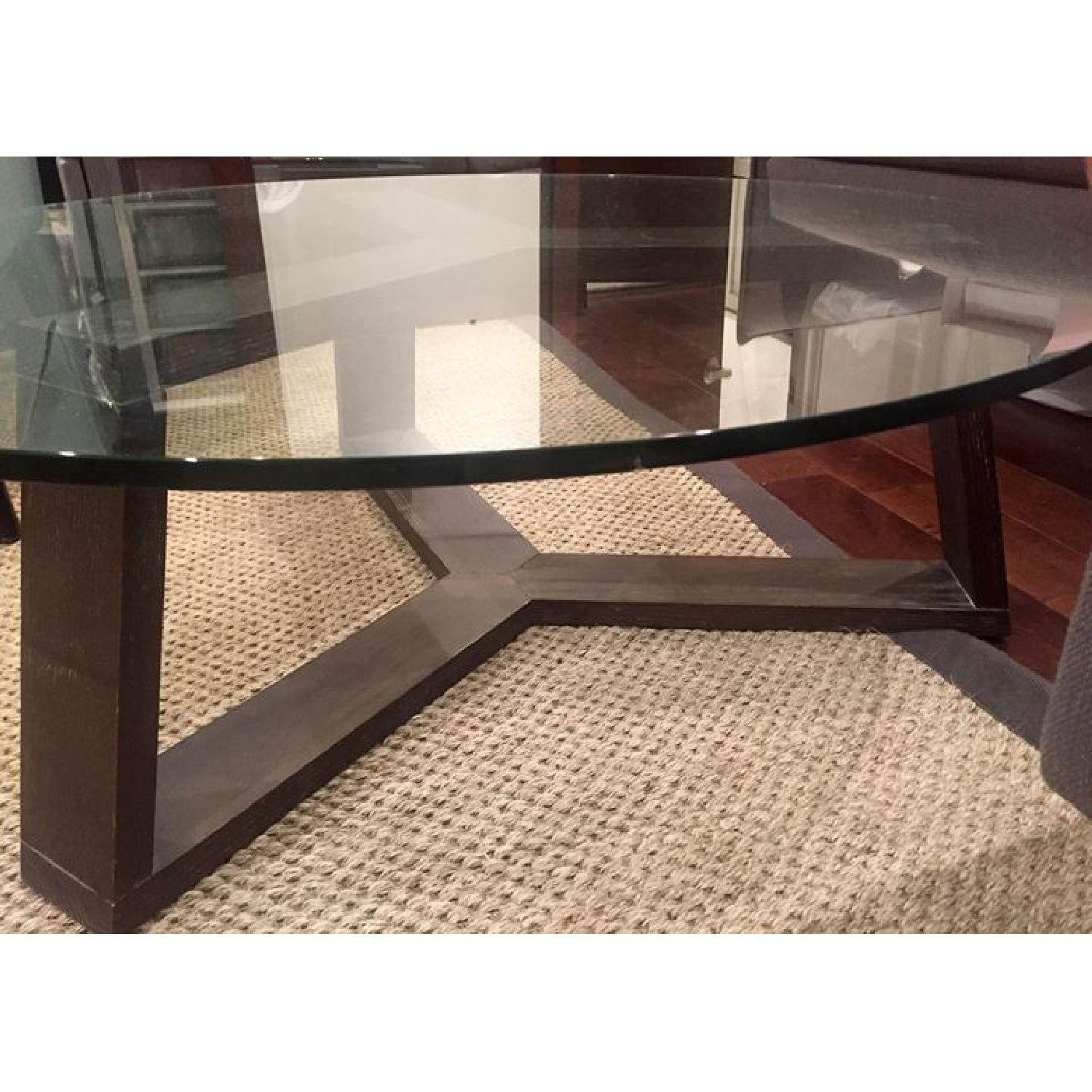 West Elm Iron Glass Top Round Coffee Table - image-1