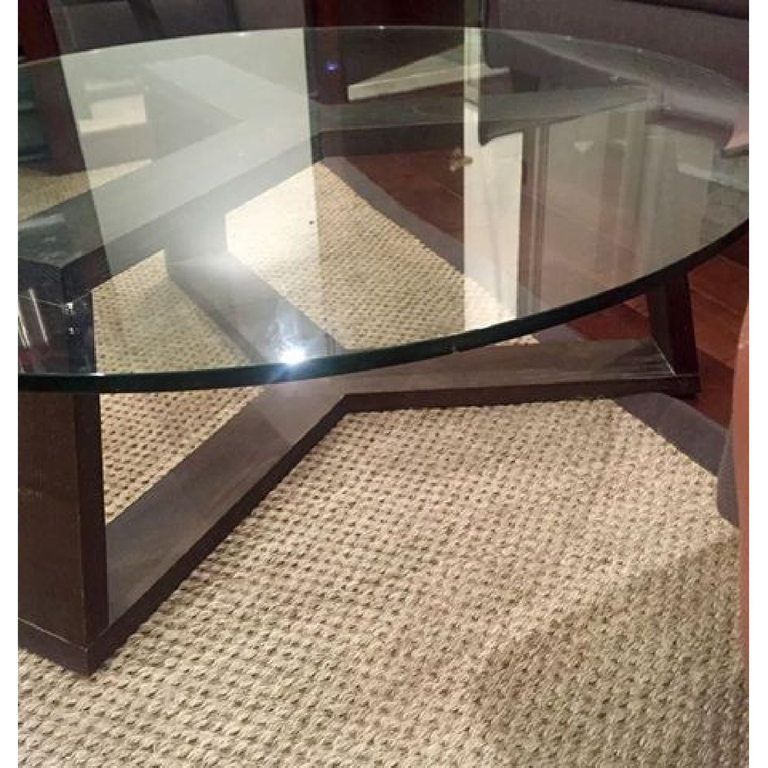 West Elm Iron Glass Top Round Coffee Table - image-2