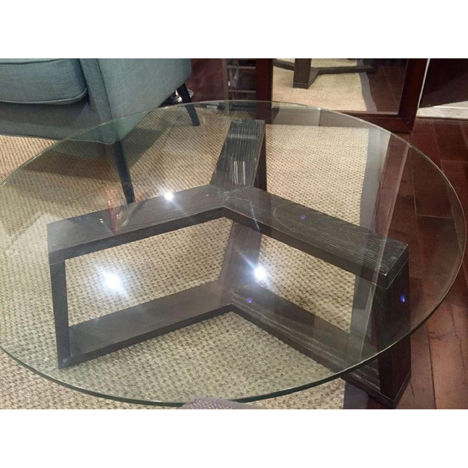 West Elm Iron Glass Top Round Coffee Table - image-4