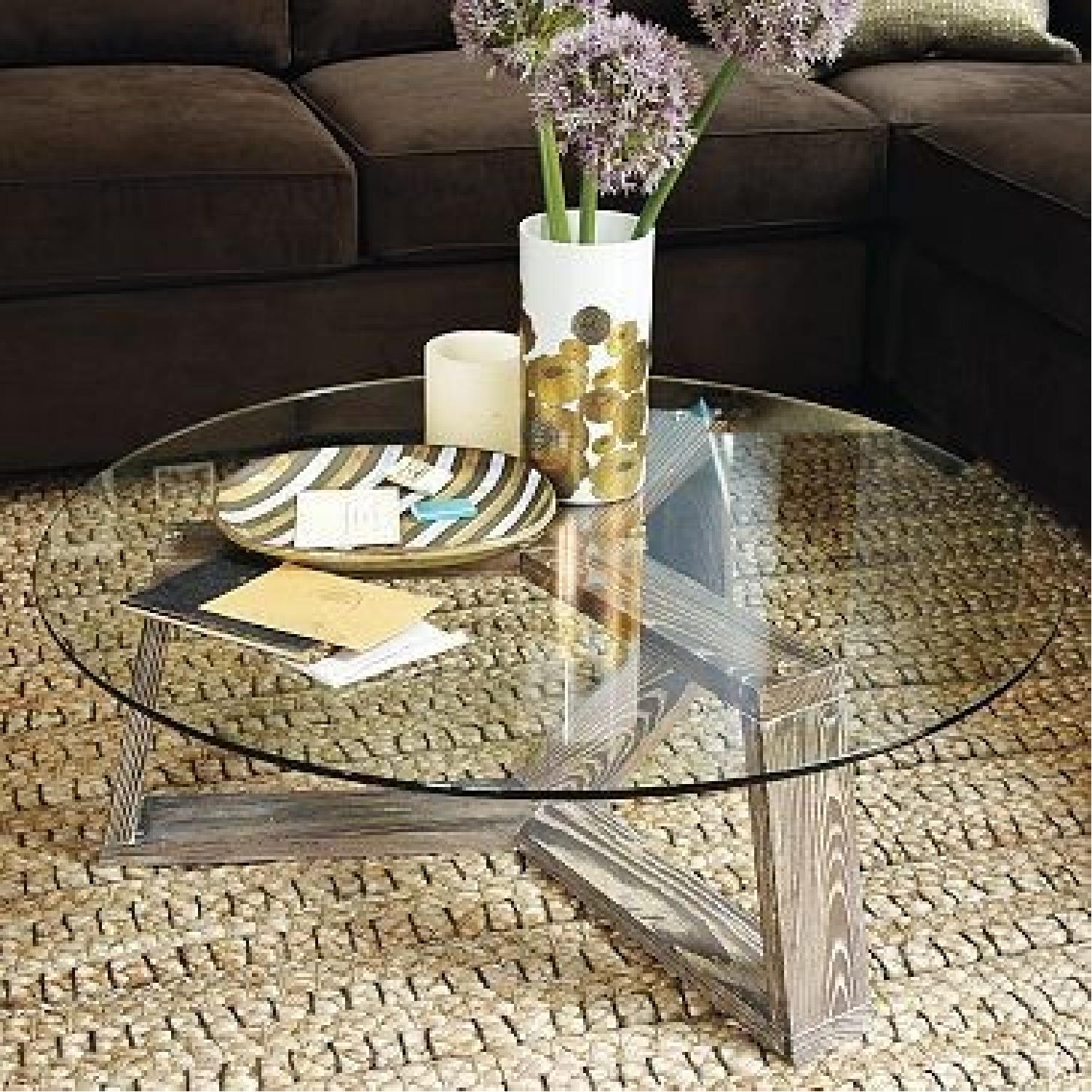 West Elm Iron Glass Top Round Coffee Table - image-5
