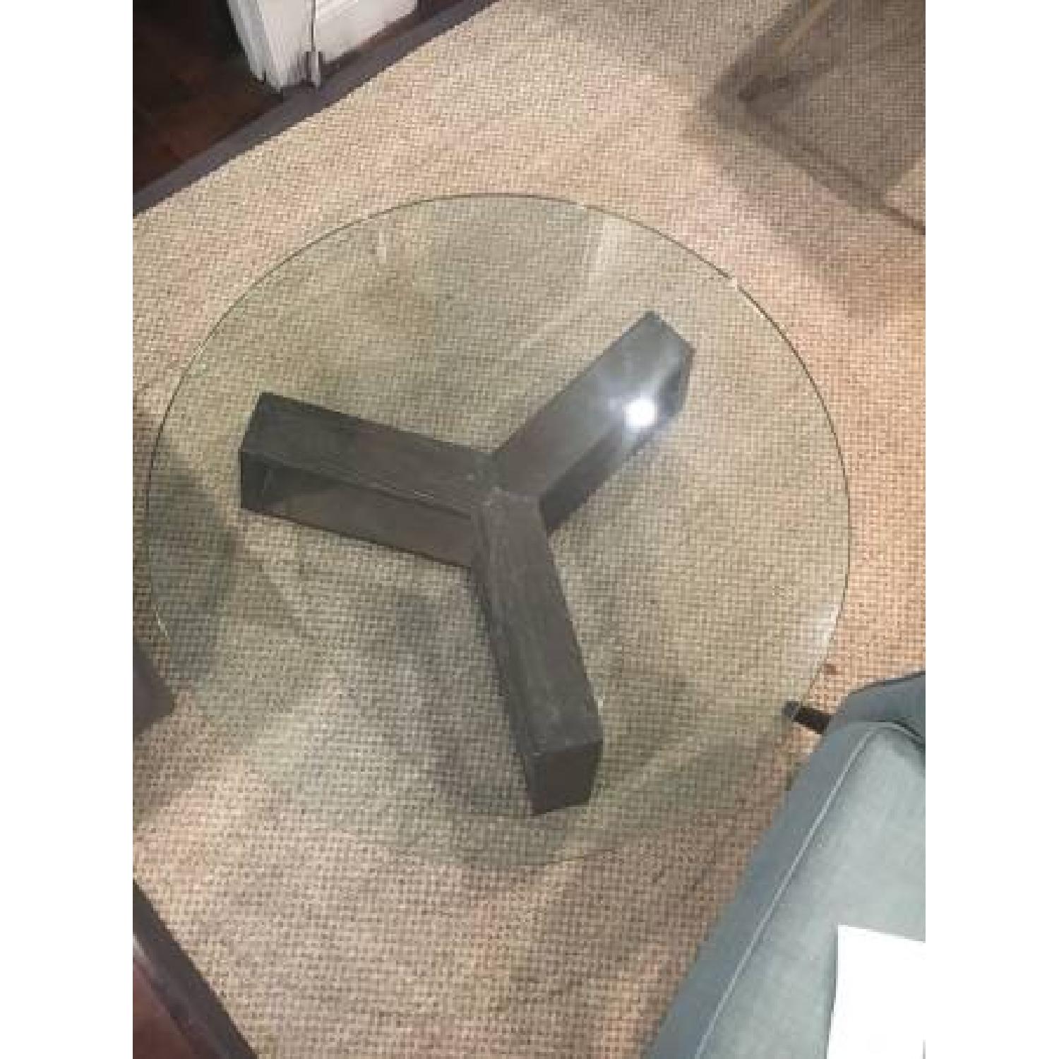 West Elm Iron Glass Top Round Coffee Table - image-6