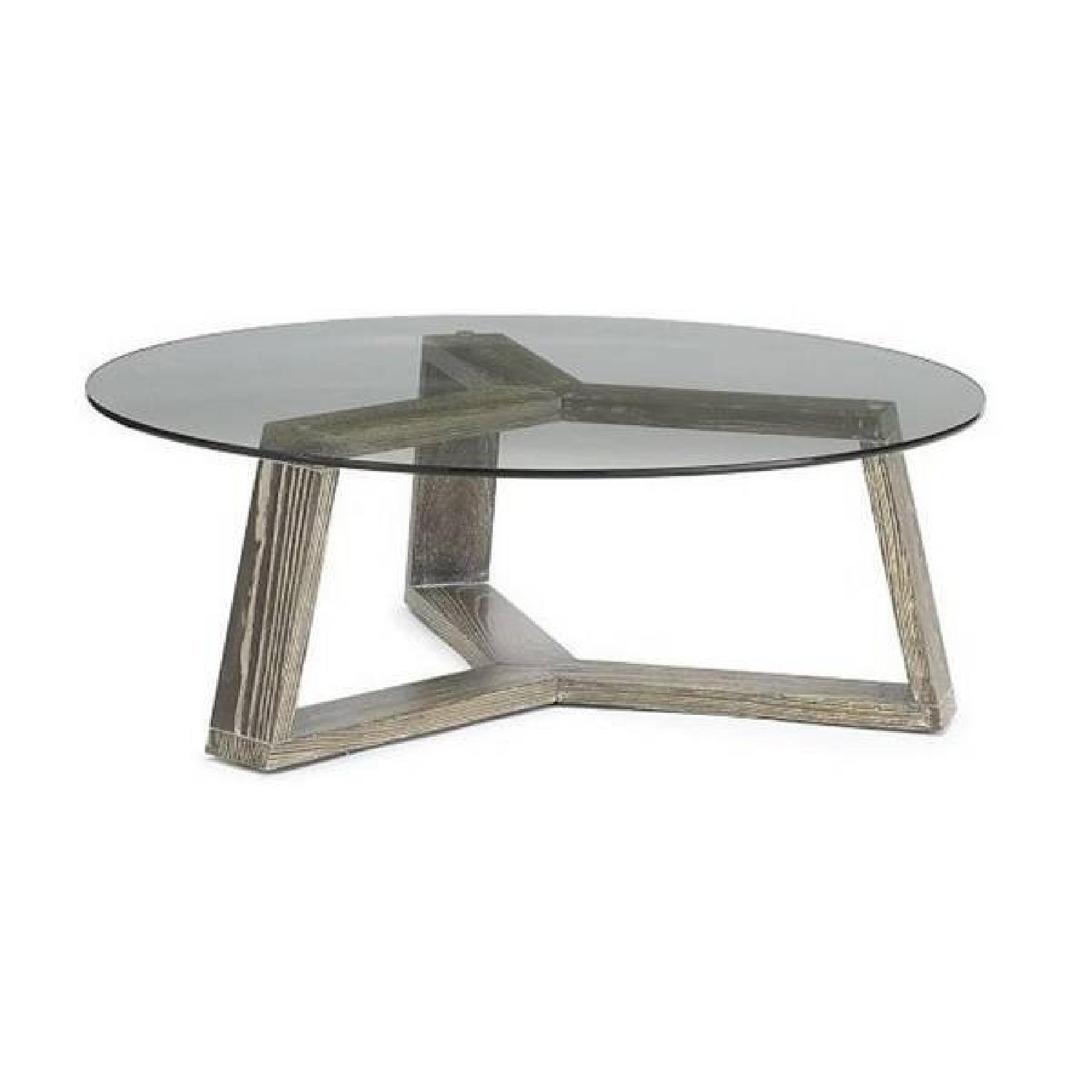 West Elm Iron Glass Top Round Coffee Table - image-7