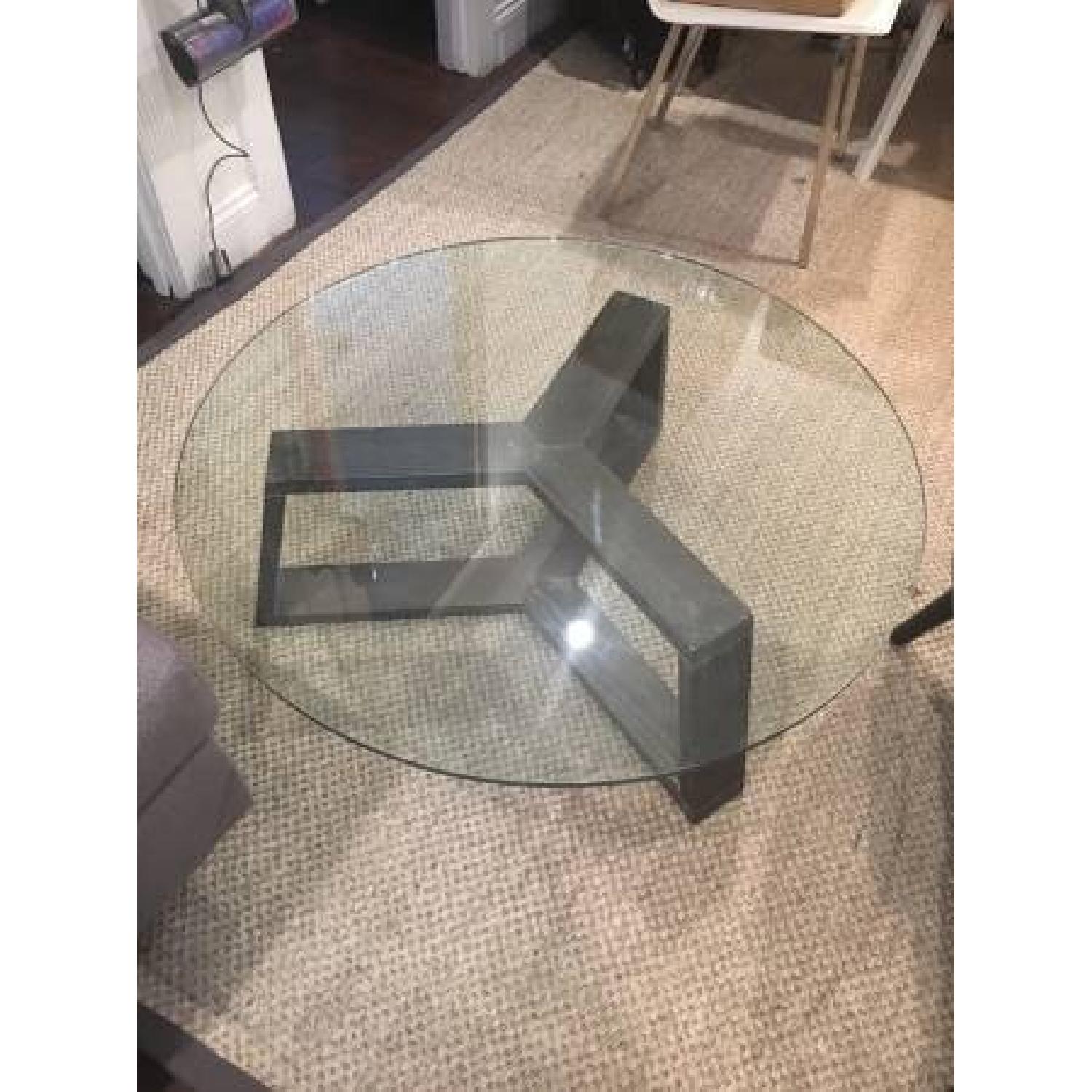 West Elm Iron Glass Top Round Coffee Table - image-8